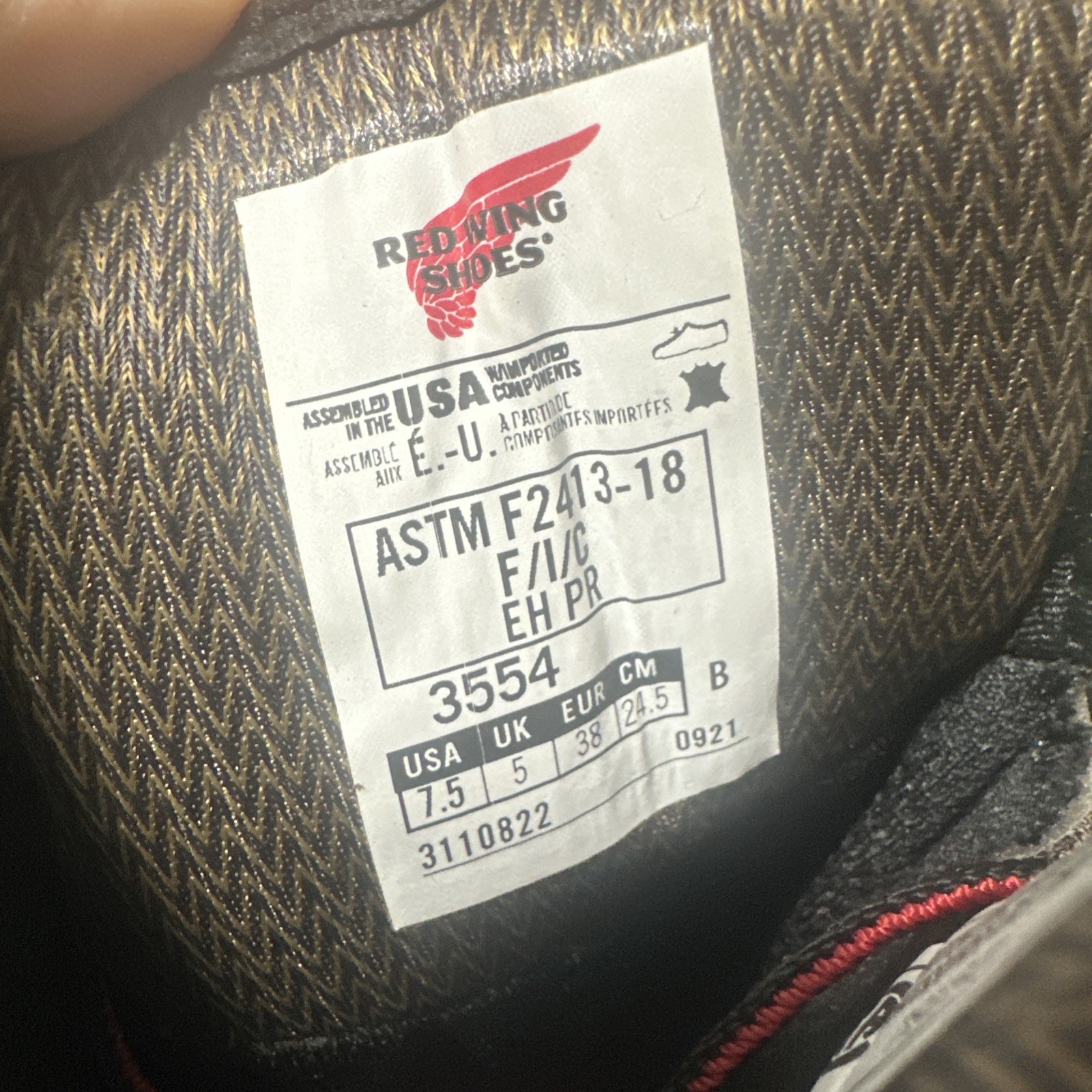 Red Wing 3554 BRNR XP Safety Toe Work Boots Womens 7.5 B ASTM CSA Standards READ
