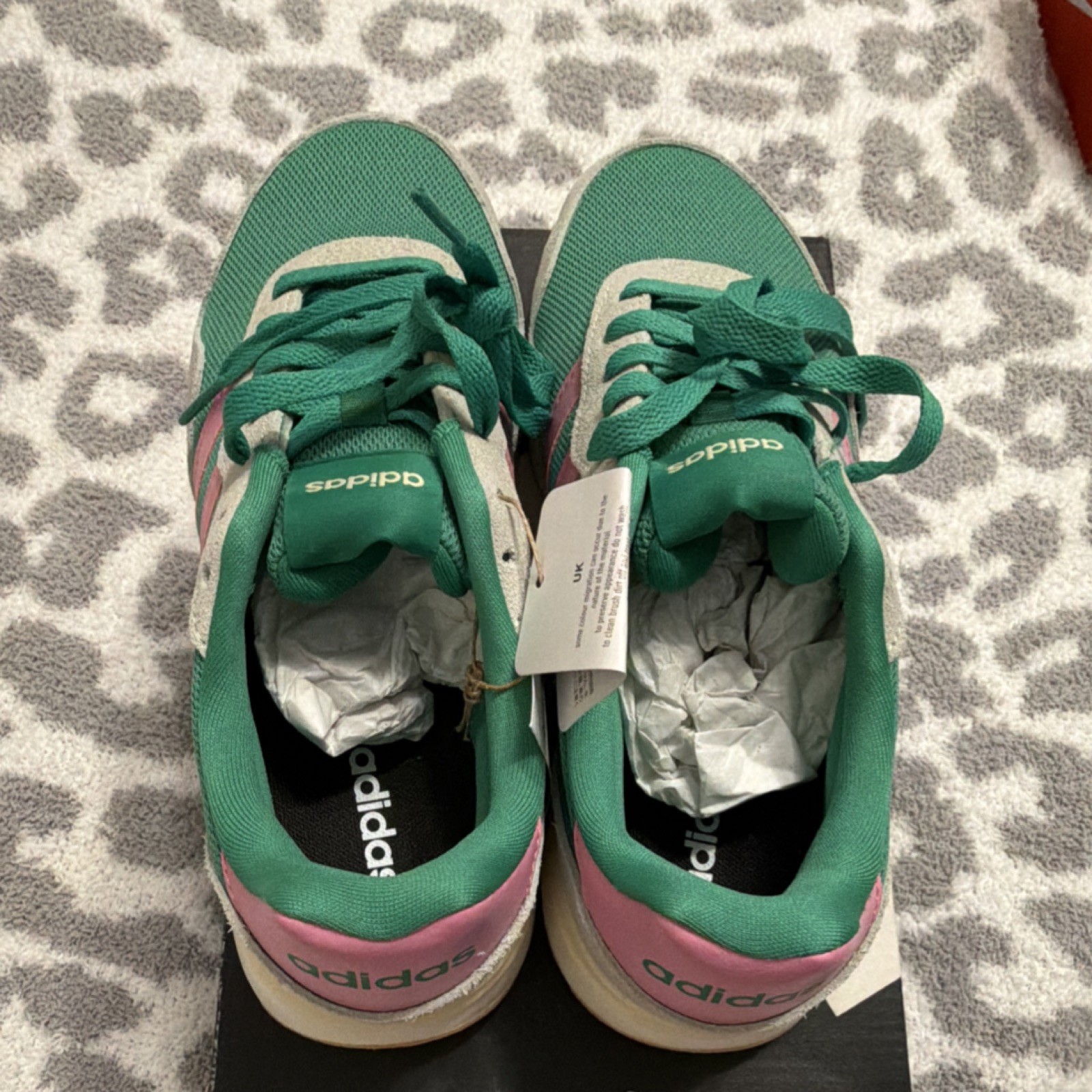 adidas Run 60s 4.0 JR6631 Mesh Lace Up Sneakers Green