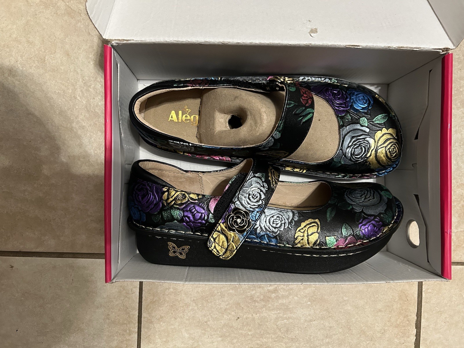 Womans Algeria Brand New PAL-839 Paloma Black Floral Print Size EU 41 US 10-10.5
