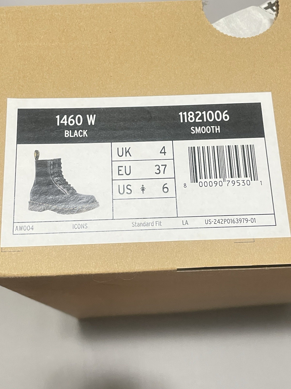 Dr. Martens 1460 Women’s Original Smooth Leather Boots Black, US 6