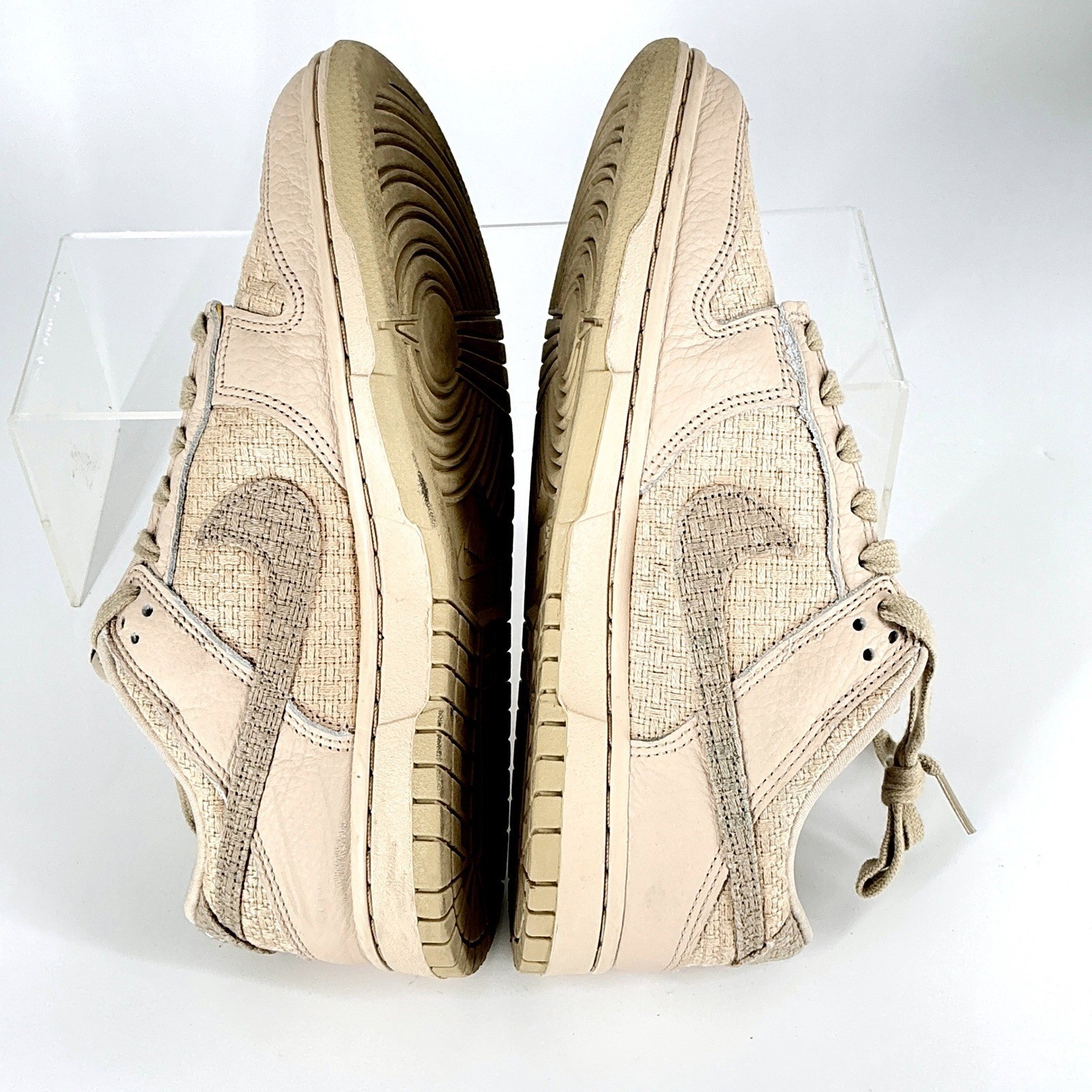 Nike Size 9.5 Dunk Low SE Women Beige Textile Leather Sneakers Shoes