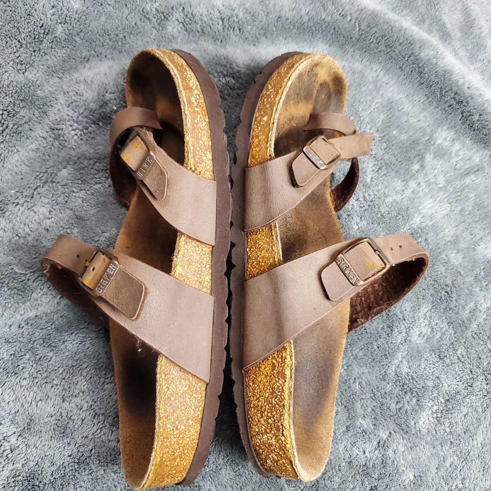Birkenstock Mayari Sandals Womens 7 EU 38 Brown Slip On Preppy Vacation Sandal