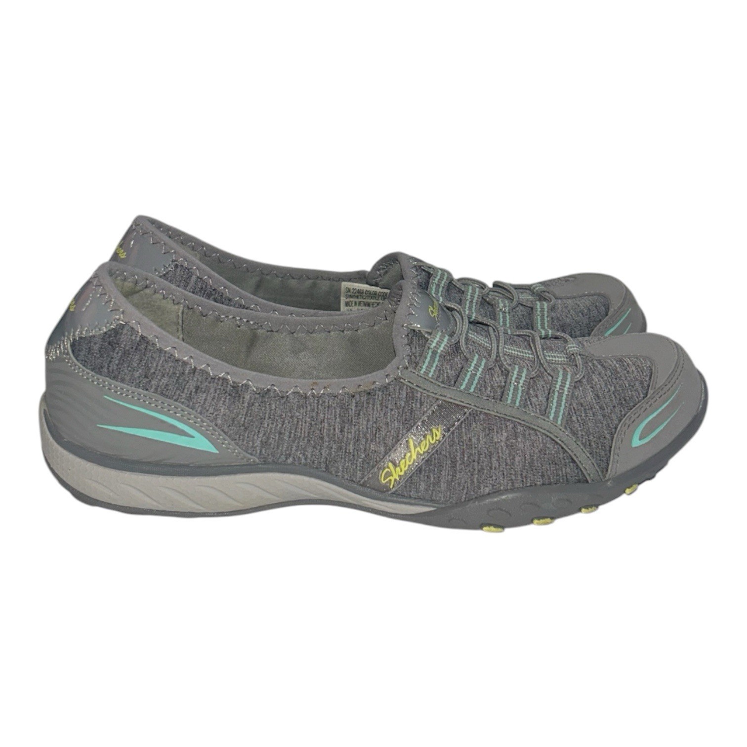 Skechers Relaxed Fit Bungee Slip On Sneakers Grey Mint SN 22468 Womens 8