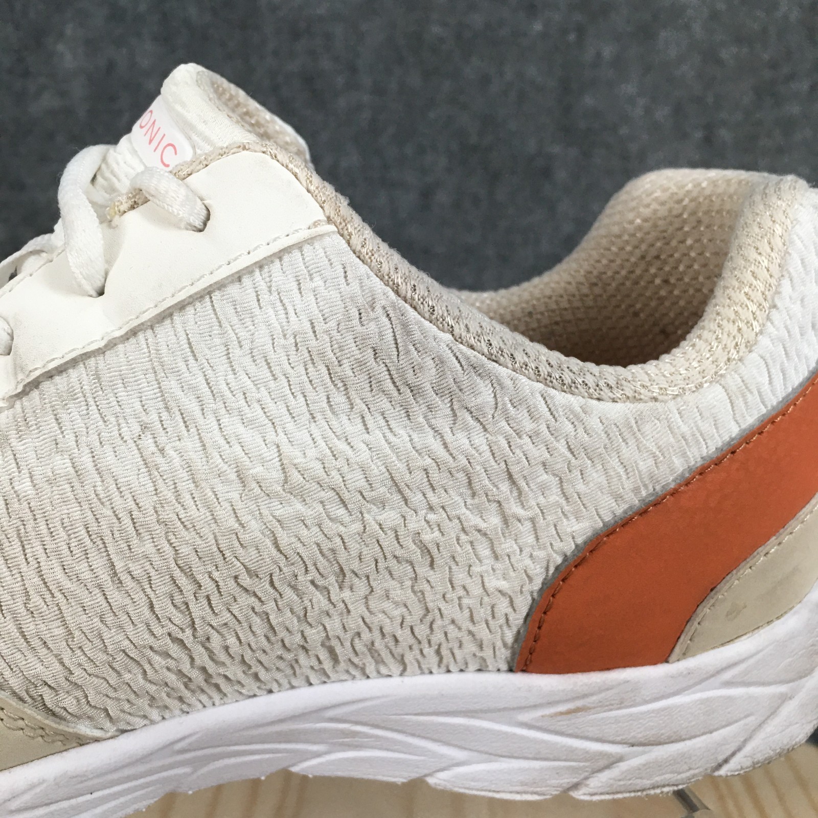 Vionic Shoes Womens 10 Jetta Sporty Comfort Lace Up Zip Sneakers White Orange