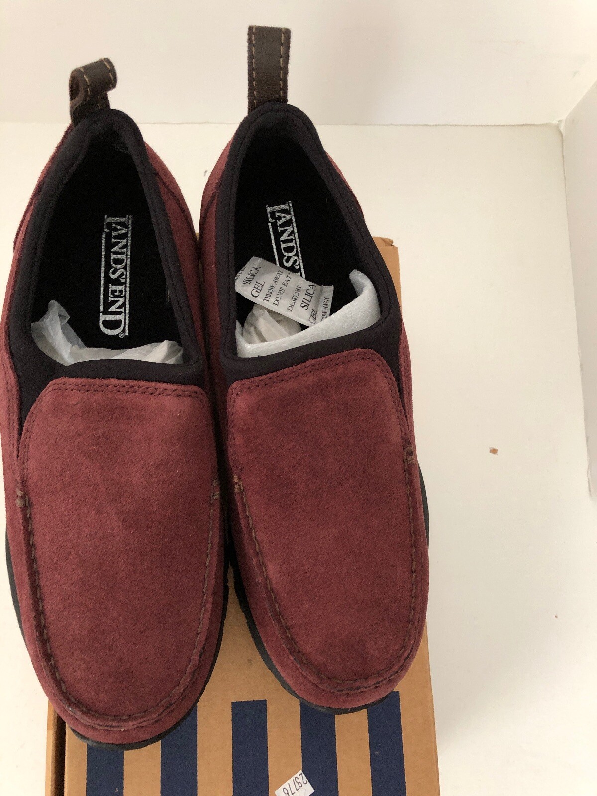 lands end handsewn slip on moc deep burgundy 8 1/2B NEW Old stock with box @2005