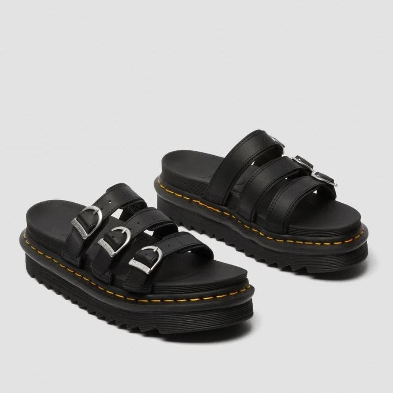 DR MARTENS Blaire black platform 3 strap sandal slide