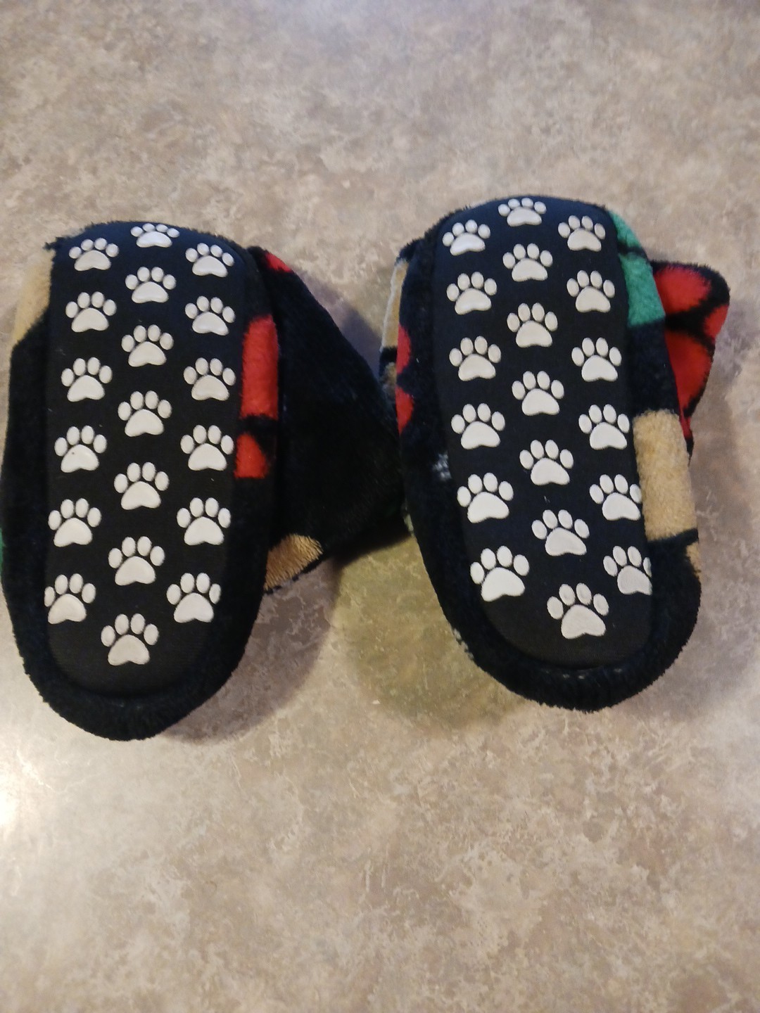Colorful Paw Print Slippers Non-Slip paw print tread M/L