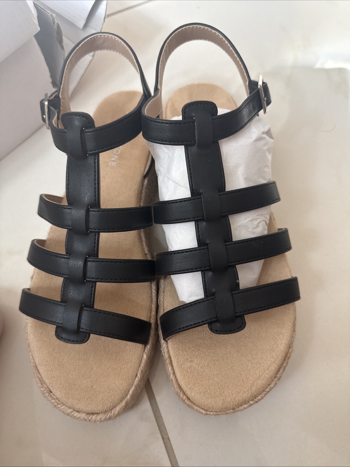 Sun + Stone Womens Rylaan Black Platform Sandals 9.5 Medium (B,M) BHFO 3323