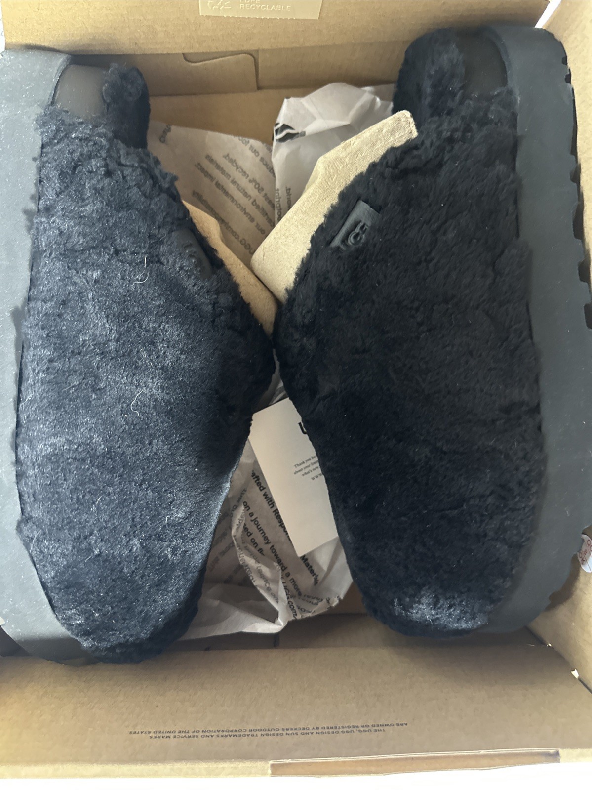 Ugg’s Fuzz Sugar Slides Size9 New With Box. Black