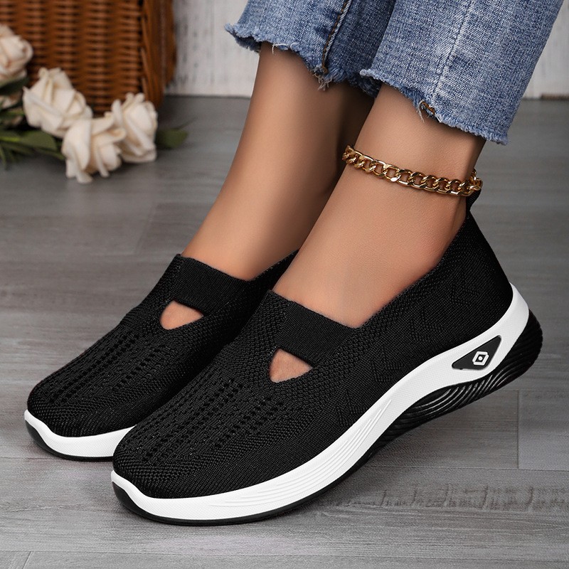 Women’s casual shoes, fly woven breathable shallow mouth cloth shoes lightweight