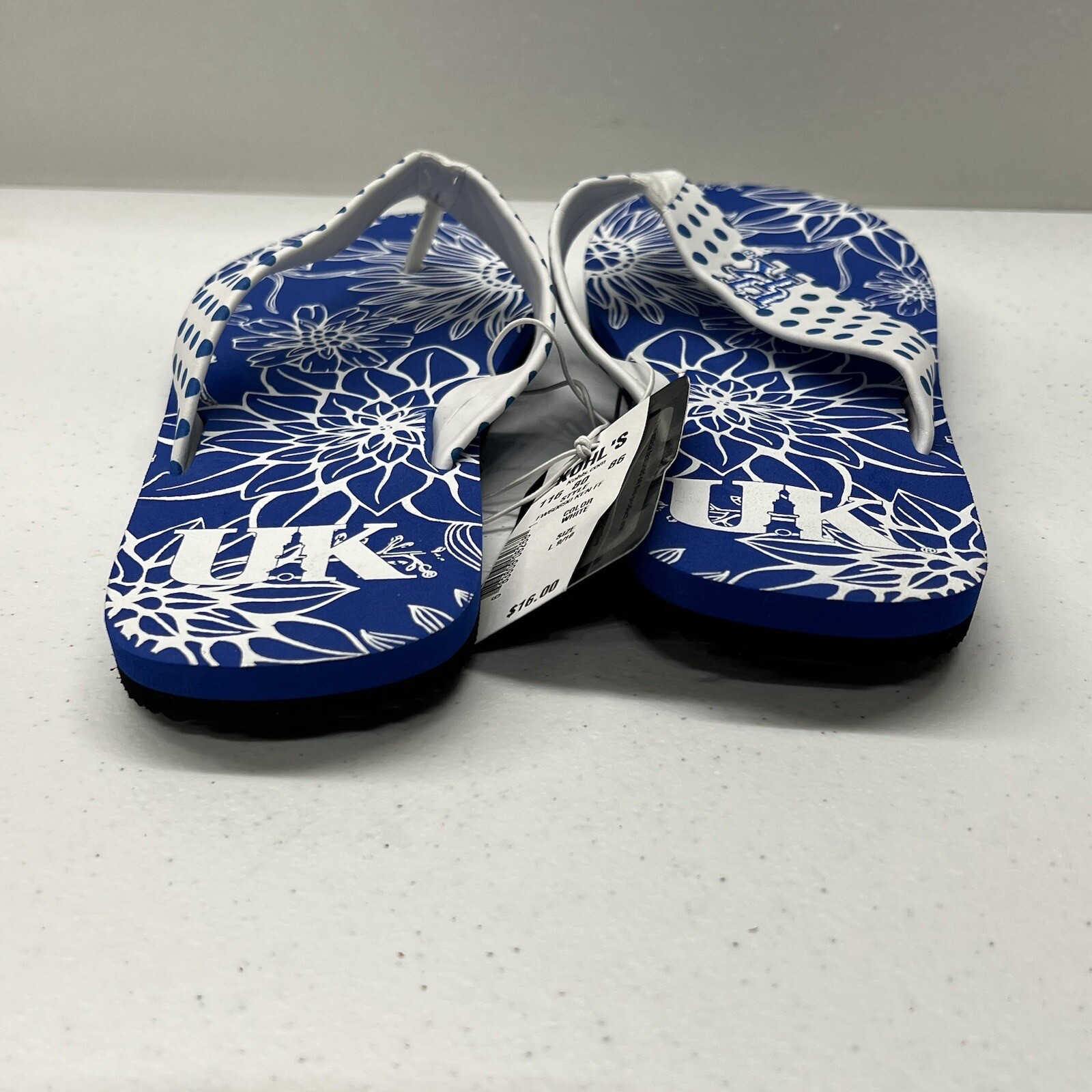College Edition Women’s UK Blue And White Flip Flop Sandals – Size L 9/10