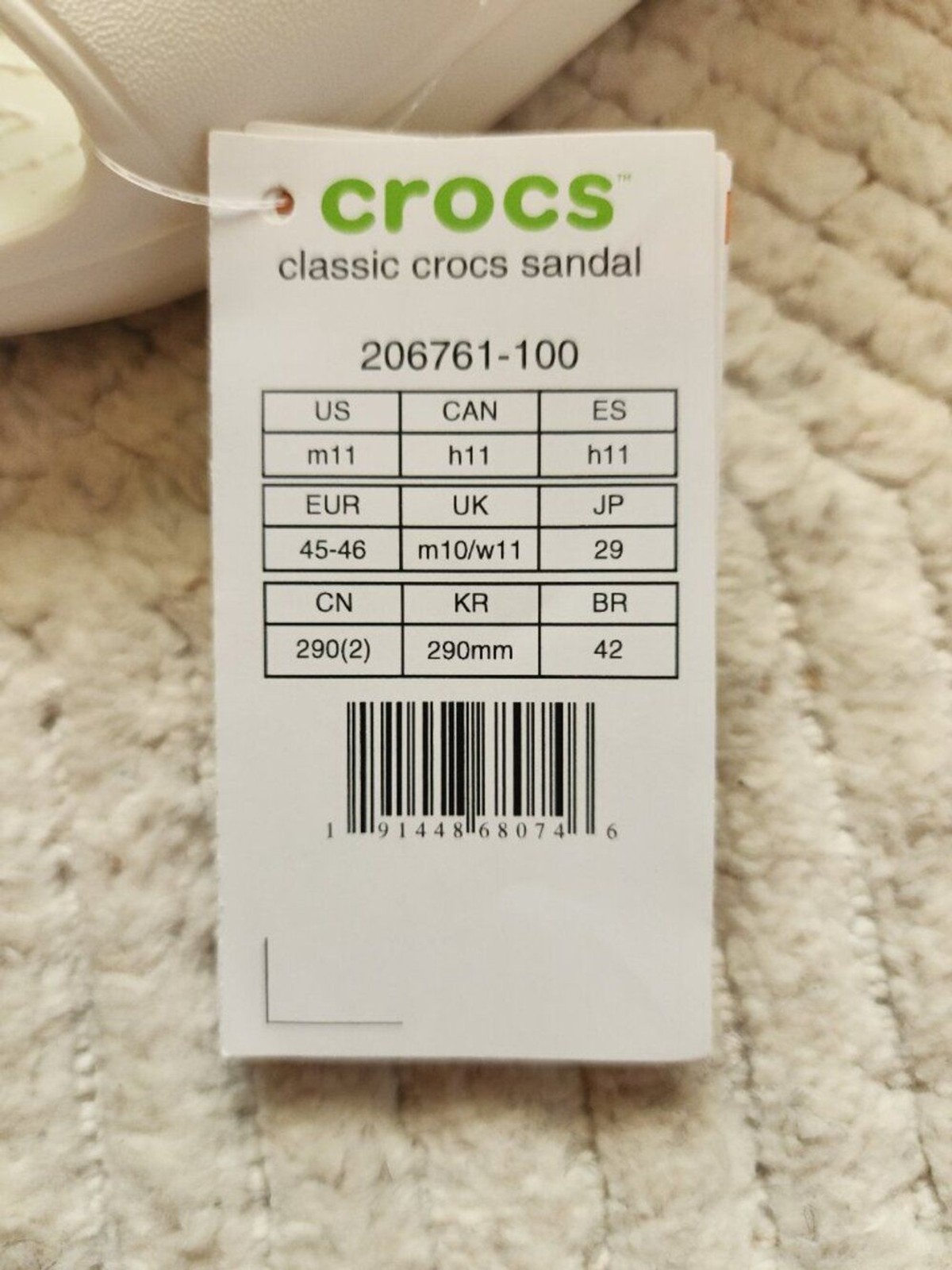 CROCS UNISEX CLASSIC TWO-STRAP SLIDE SANDALS – SIZE: WOMEN 13 MEN 11 – White