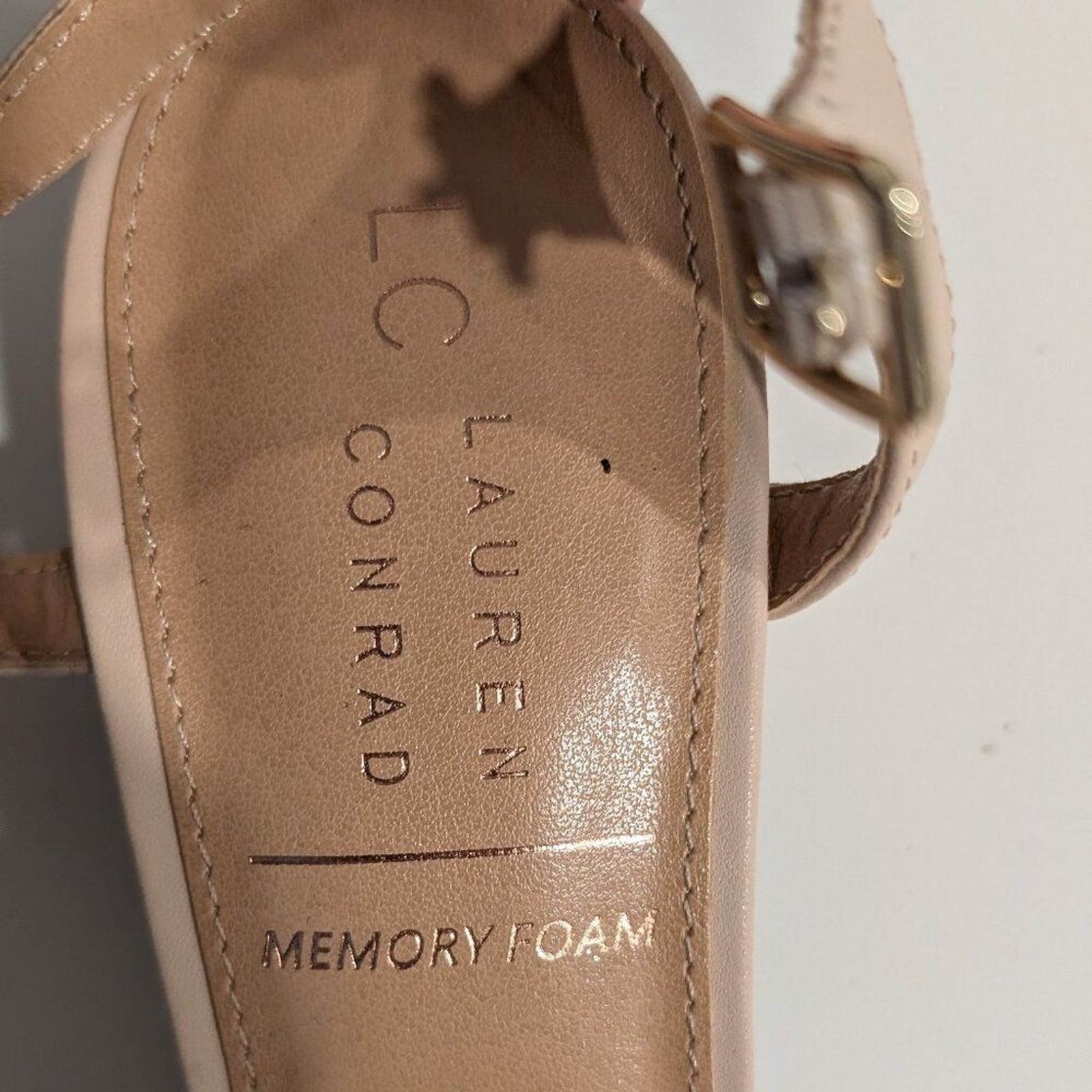 LC Lauren Conrad Fondant Women’s Blush Memory Foam Heeled Sandals