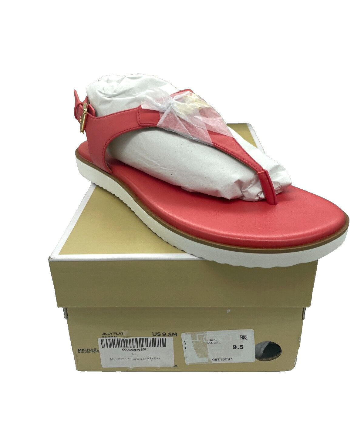 Michael Kors Jilly Flat Sandals Dahlia Coral Size 9.5 M