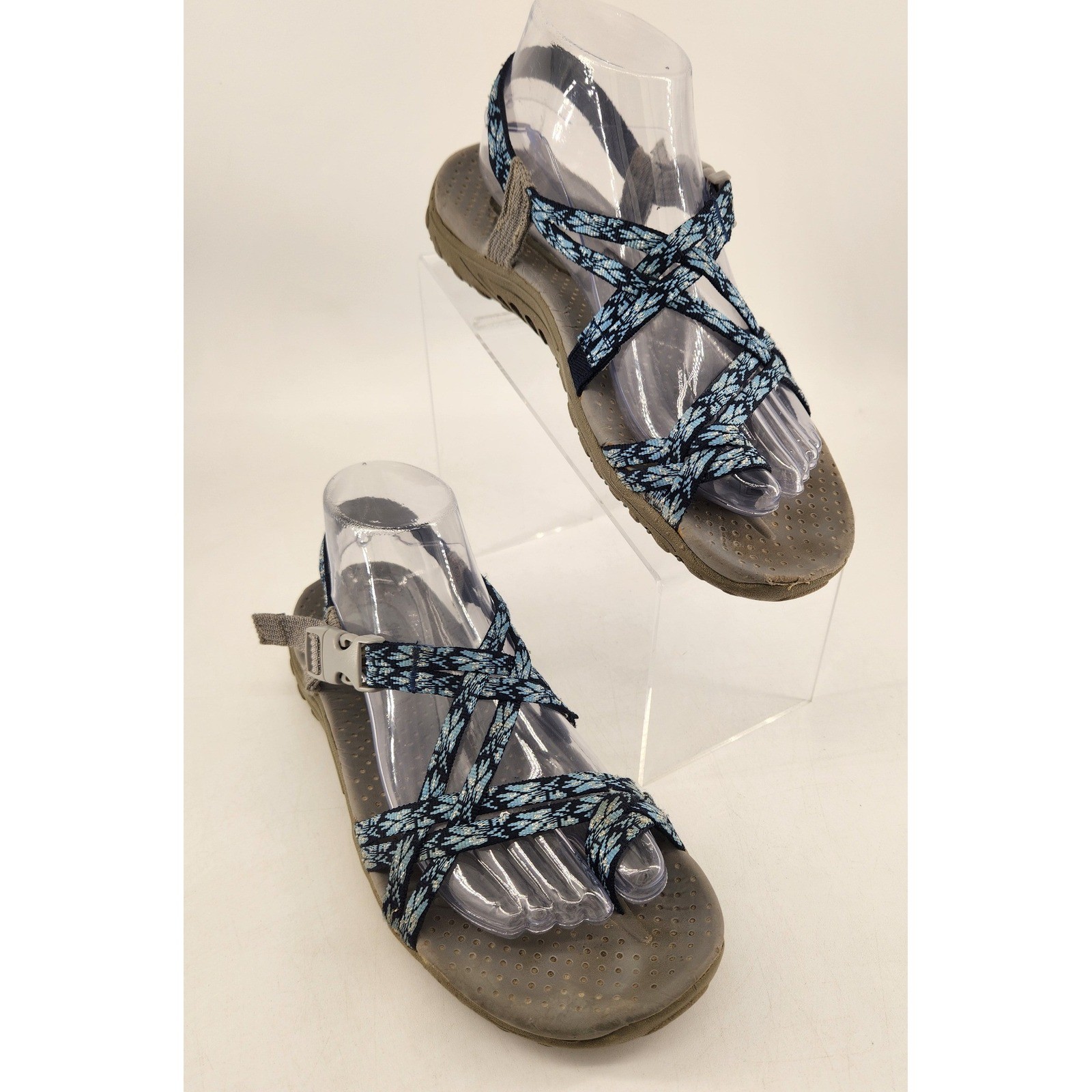 Skechers Reggae Positive Space Strappy Athletic Sandals Womens 9 Blue Buckle