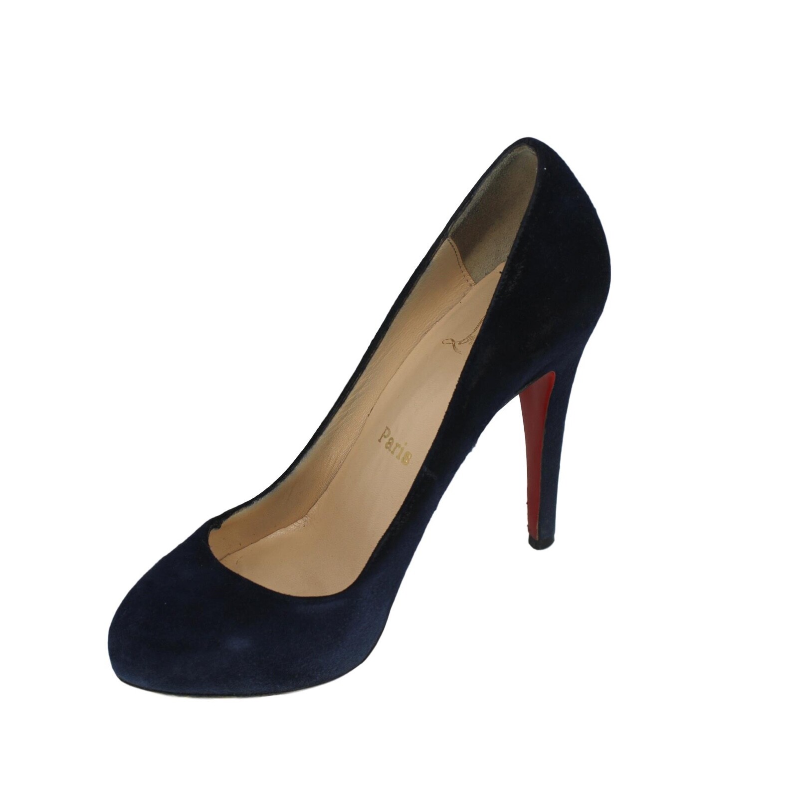 CHRISTIAN LOUBOUTIN Navy-Blue Suede Simple Semi Pointed Toe Pumps, US 6.5 $595