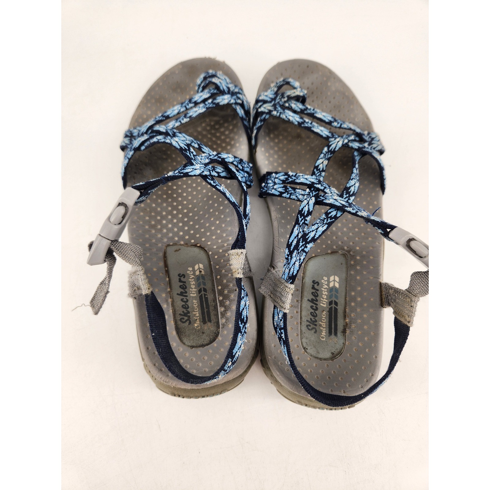 Skechers Reggae Positive Space Strappy Athletic Sandals Womens 9 Blue Buckle