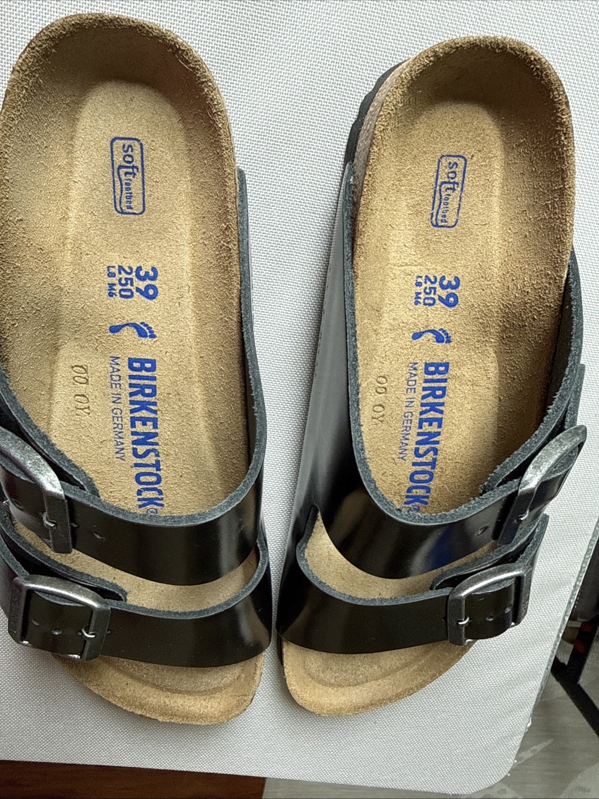 Birkenstock Arizona Metallic Anthracite Leather Soft Footbed Sandals EU 38R US8