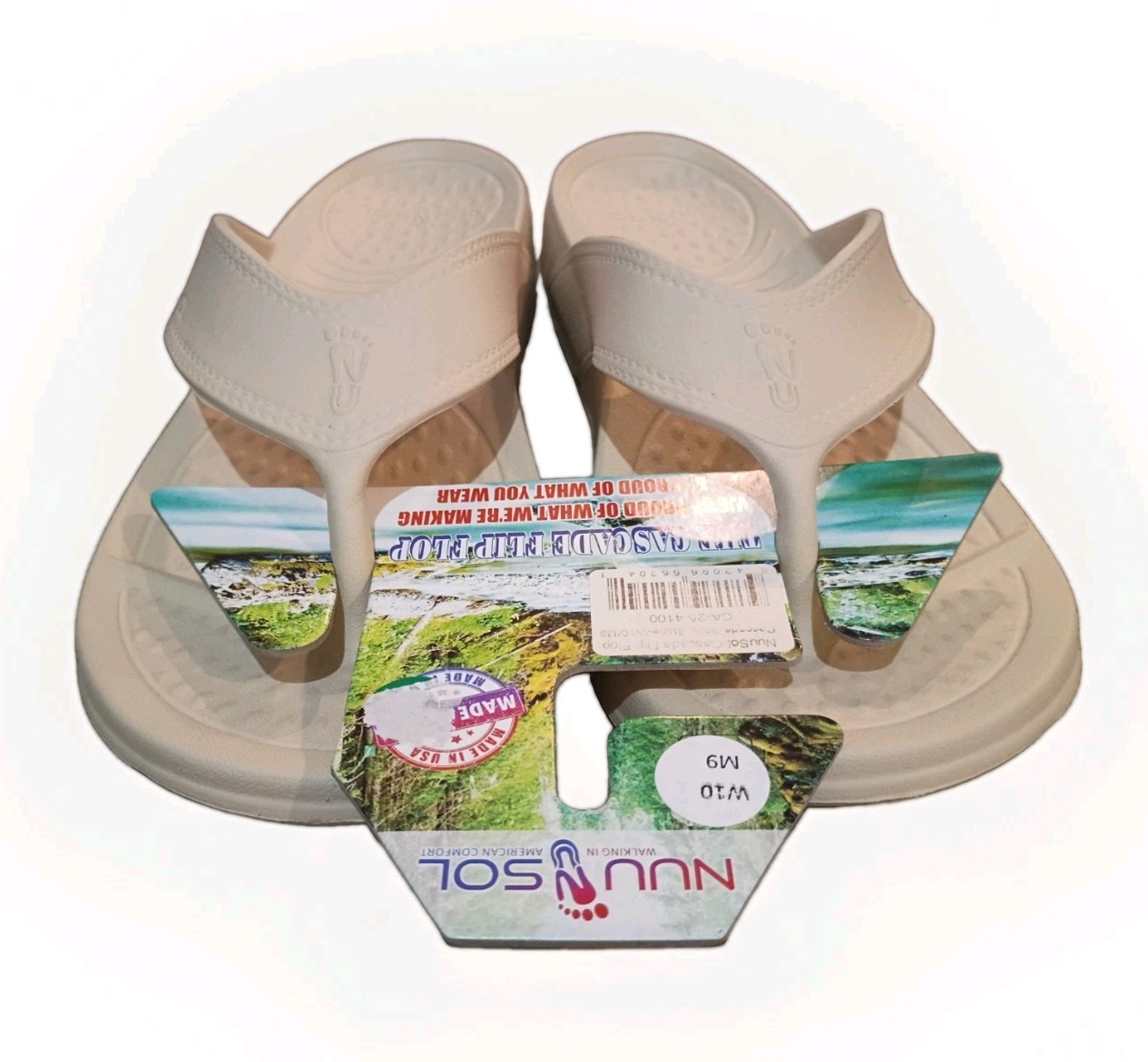 NuuSol Cascade Recovery Flip Flop Sand Stone EVASOL Arch Support Sandal W 10/M 9