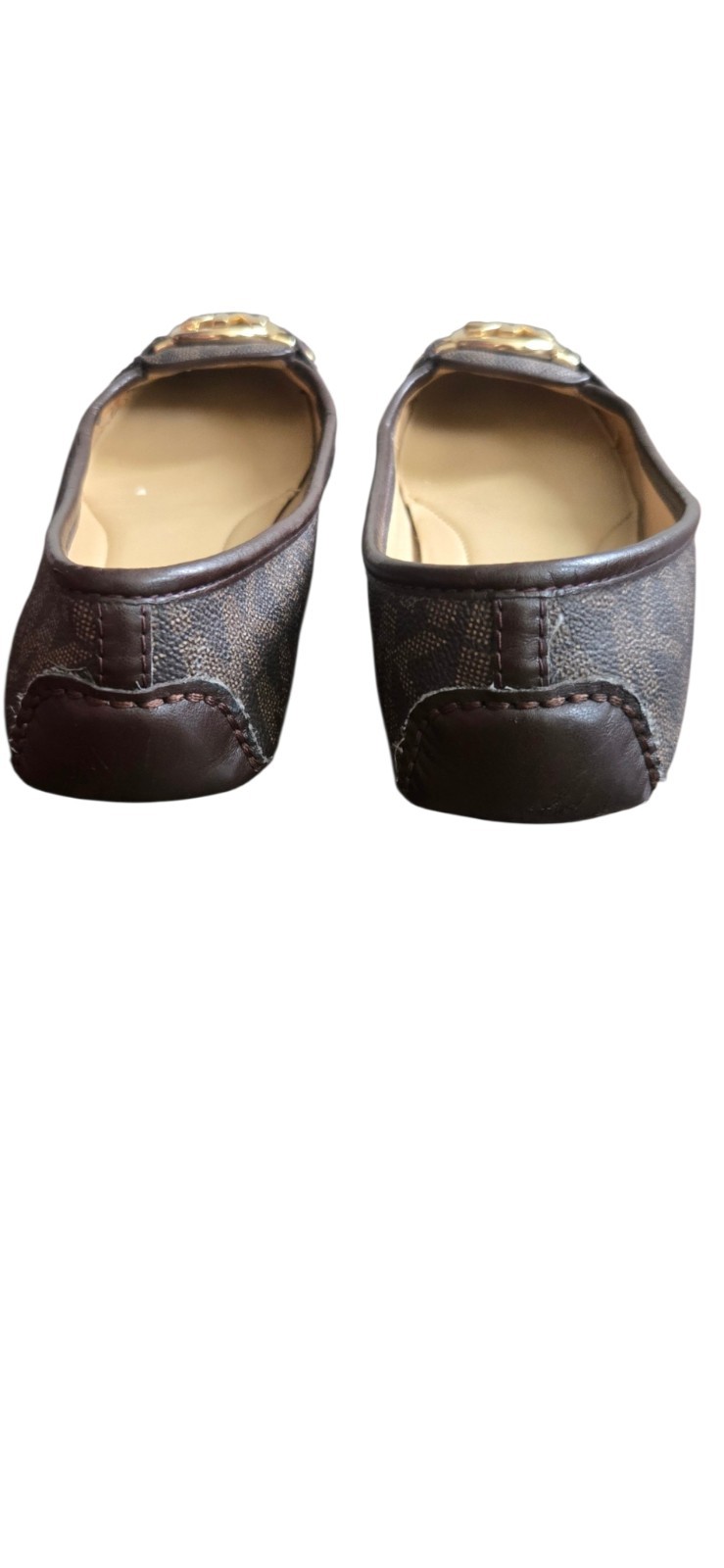 Michael Kors Fulton Brown Leather MK Logo Ballet Flats Shoes- Womens Size 7M