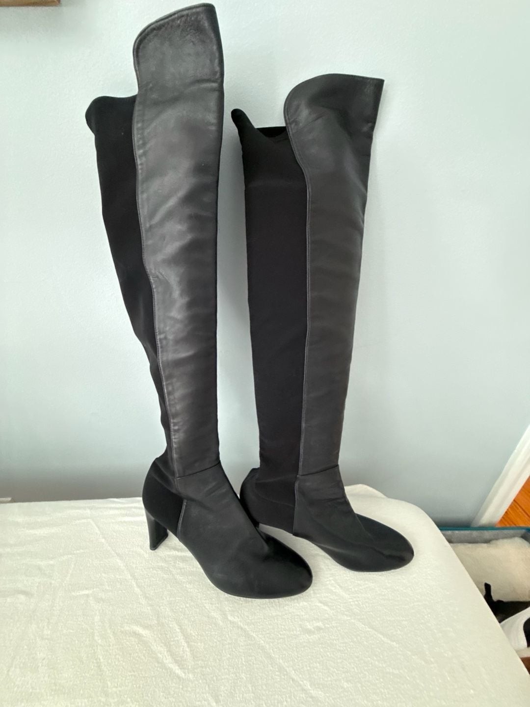 Stuart Weitzman Bobbie 75 Stretch Leather Over-the-Knee Boots