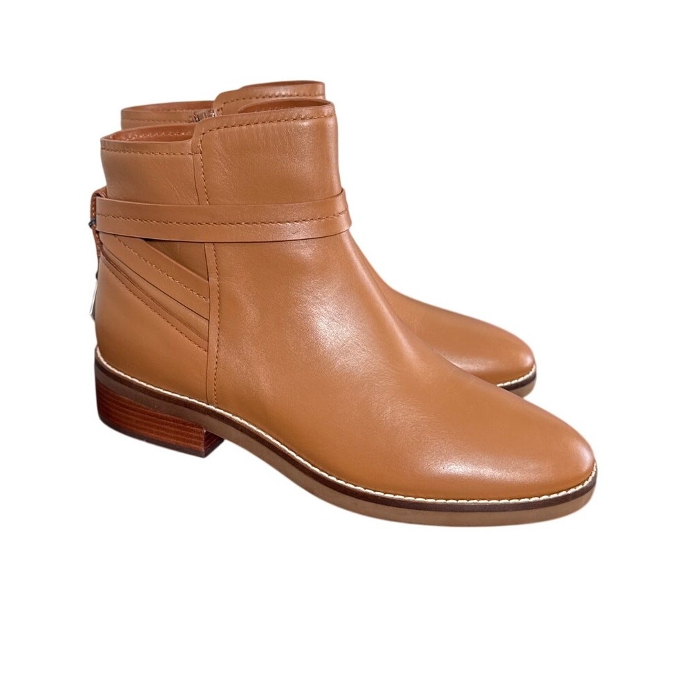 NWT Cole Haan Womens Rosalyn Waterproof Leather Ankle Strap Boot Tan Size 10