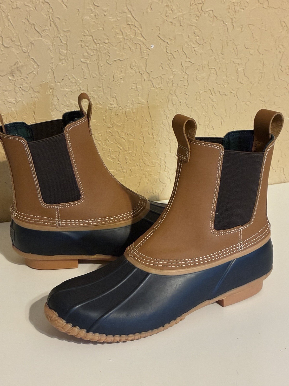 Lands’ End Duck Boots Women’s Size 8.5B Flannel Lined Chelsea Rain Preppy