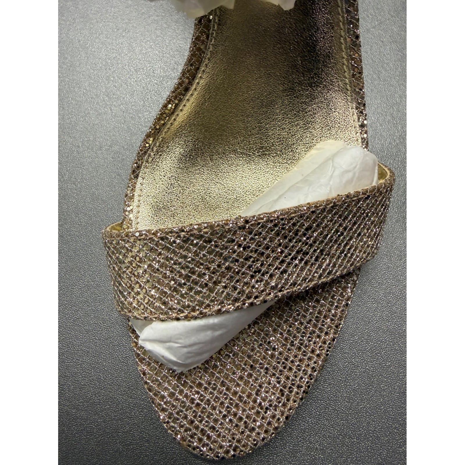 Michael Kors Simone Mid Sandal Silver Sand Glitter Stiletto Heel 40S6SMMA2D 8M