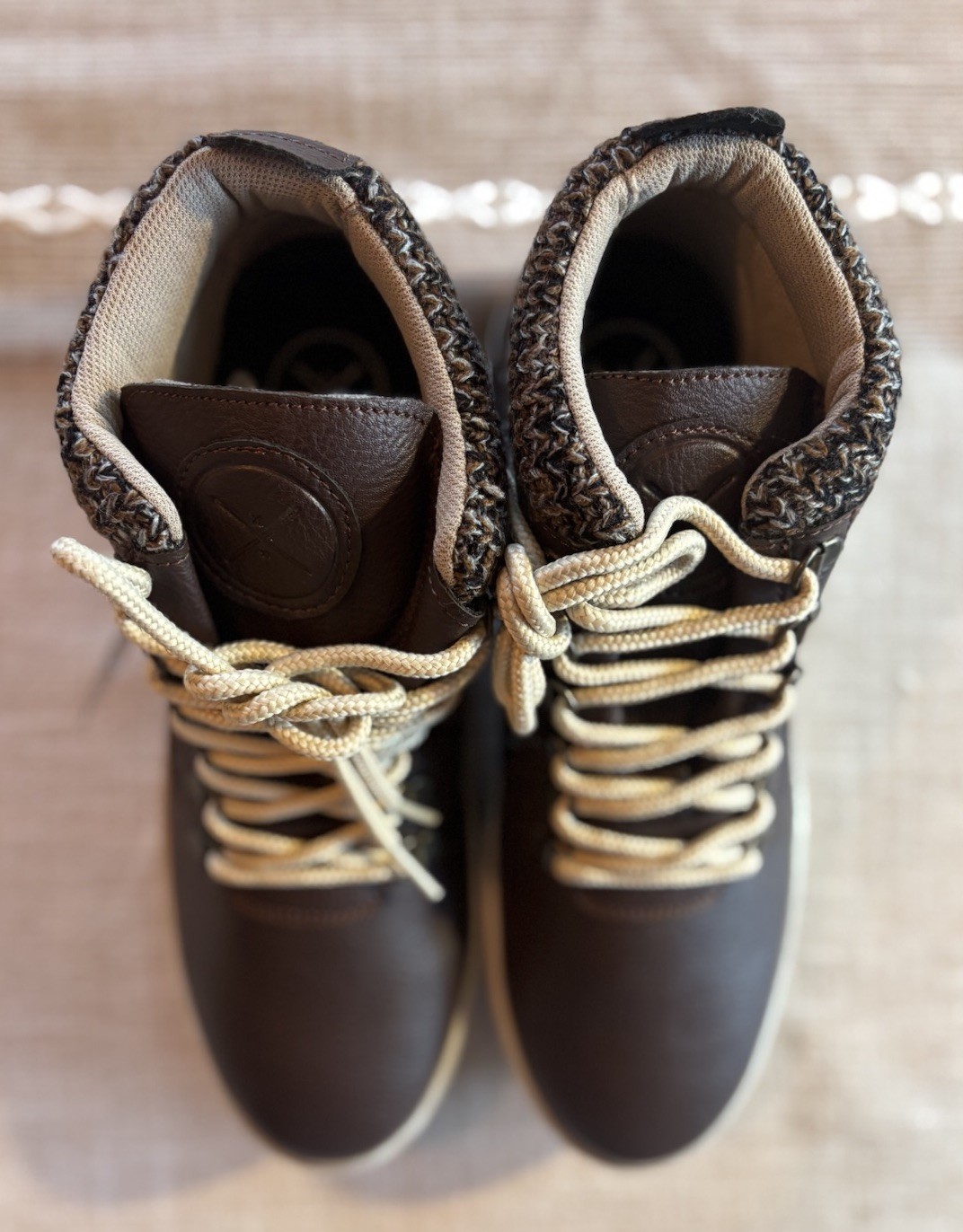 Inkkas Brown Vegan Leather Camping Boot Peruvian Print Knitted Wmn 10 EU 41 NWB