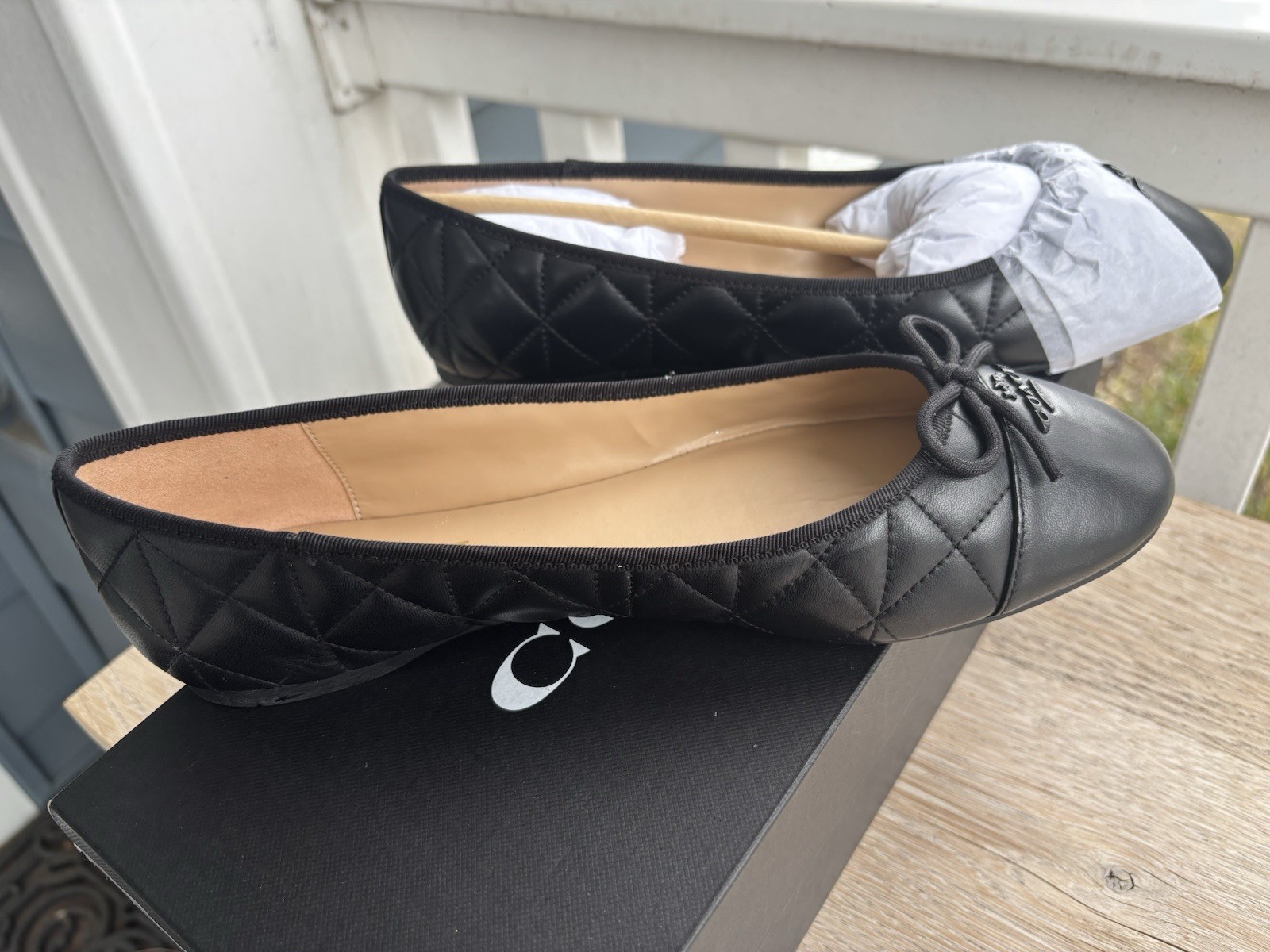 BN Coach Allyson Quilted Ballet Black SIZE 9.5 B US