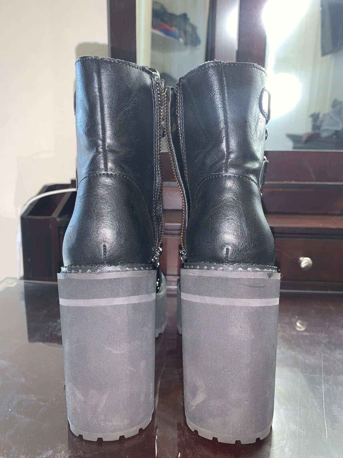 Killstar Black Broom Rider Faux Leather Women’s Size 6 Ankle Boots