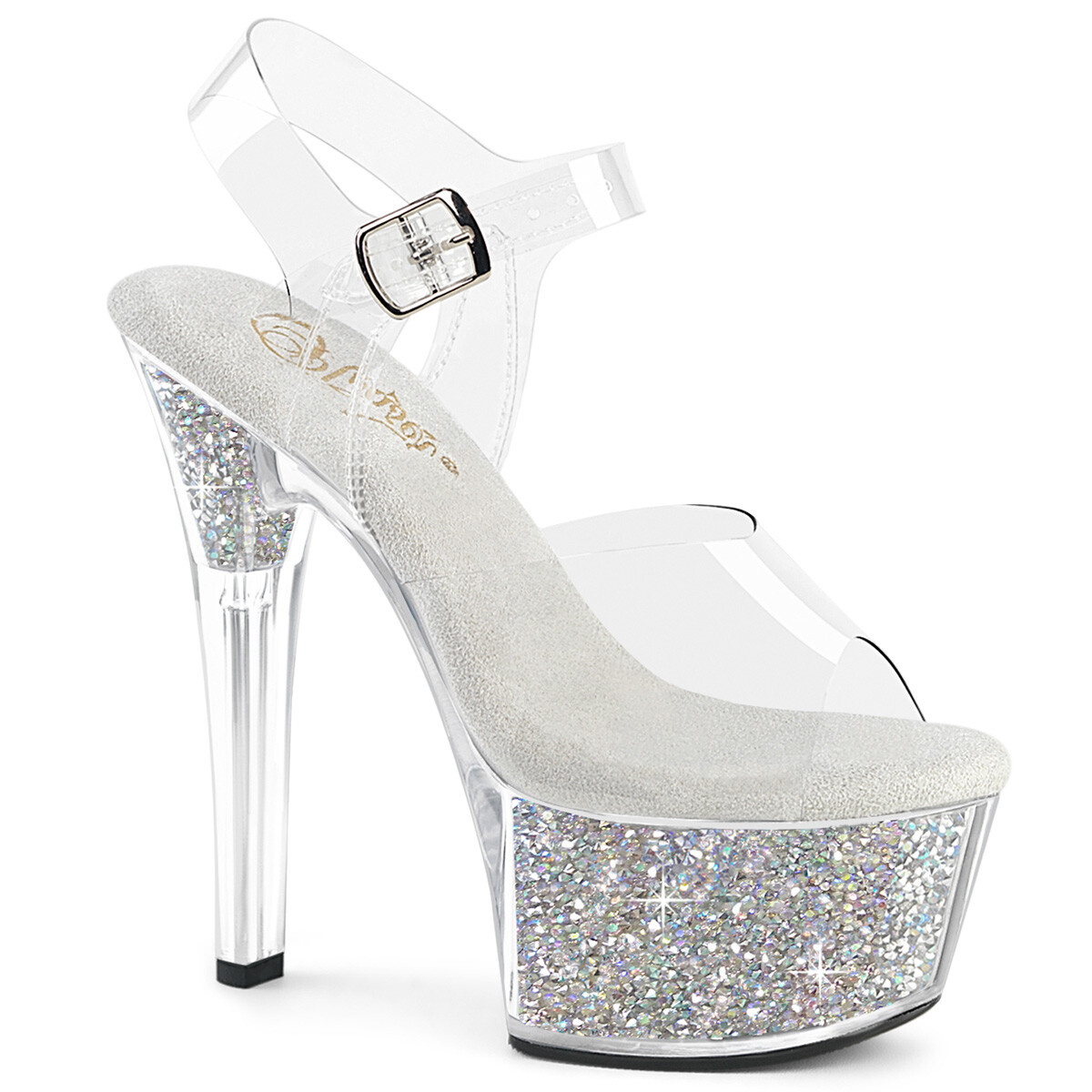 6″ Clear Rhinestones Drag Queen Pageant Platform Heels Shoes Large Size 12 13 14