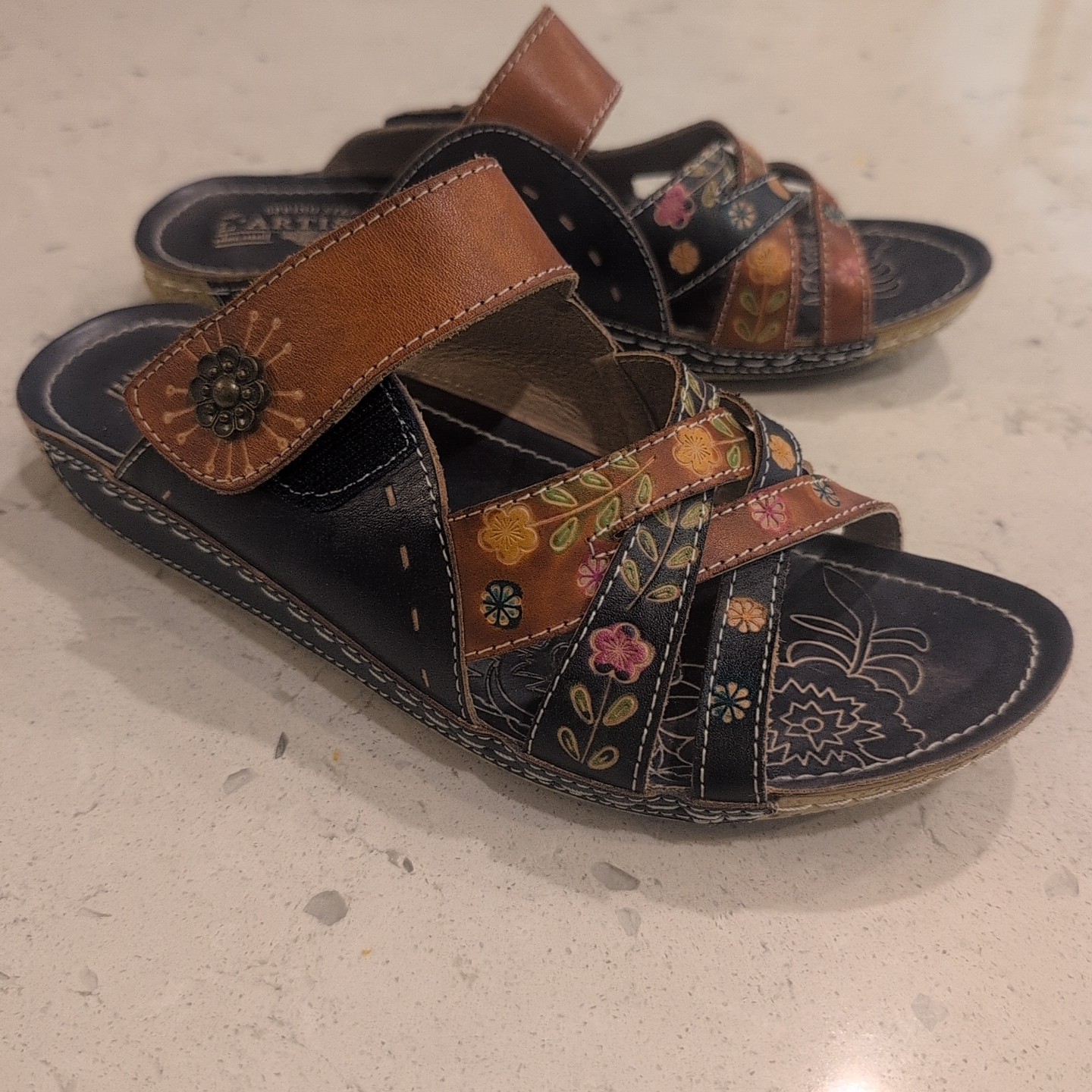 L’ARTISTE by Spring Step Leigh Slide Wedge sandal blue Multicolored US 10 EU 41