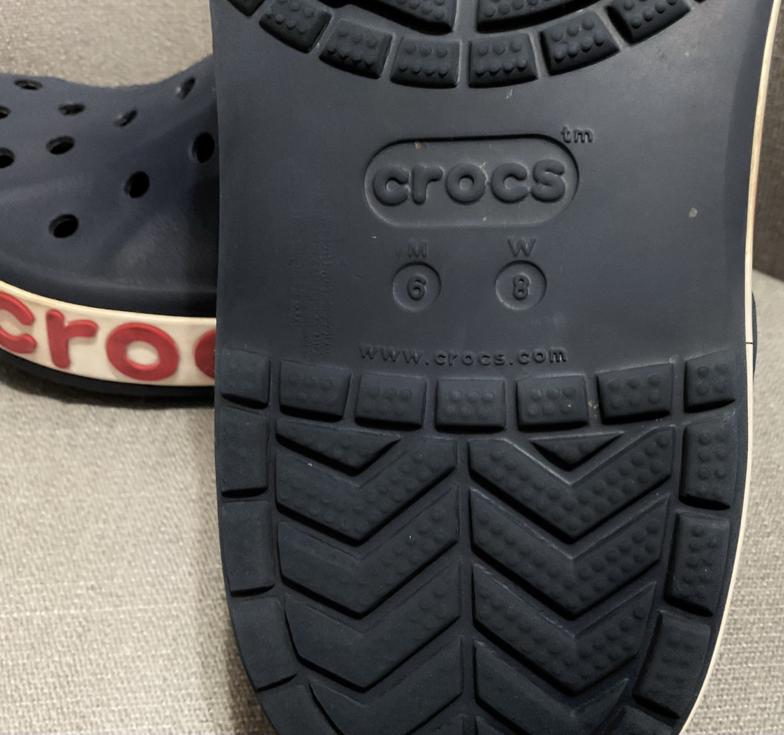 Crocs Womens Size 8 Bayaband Clog Navy Blue Rubber Shoe Casual Slingback Logo