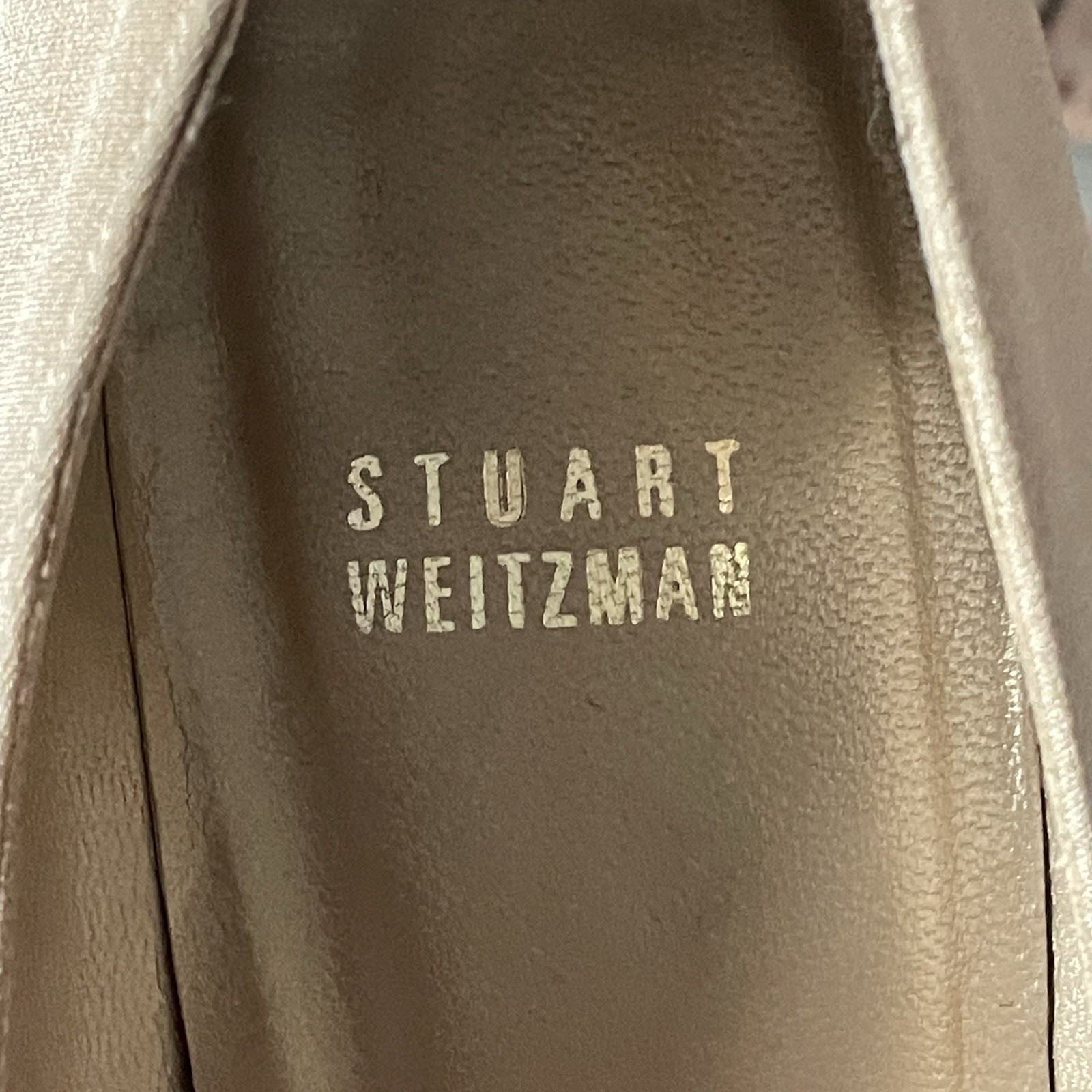 Stuart Weitzman Kitten Heel Evening Shoes Bow Women’s Size 10M Beige 3″ Heel