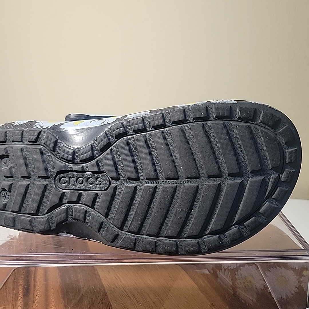 Crocs Classic Lined Clog Sandals W 10 M 8 Black Yellow White Daisy 207301 *READ*