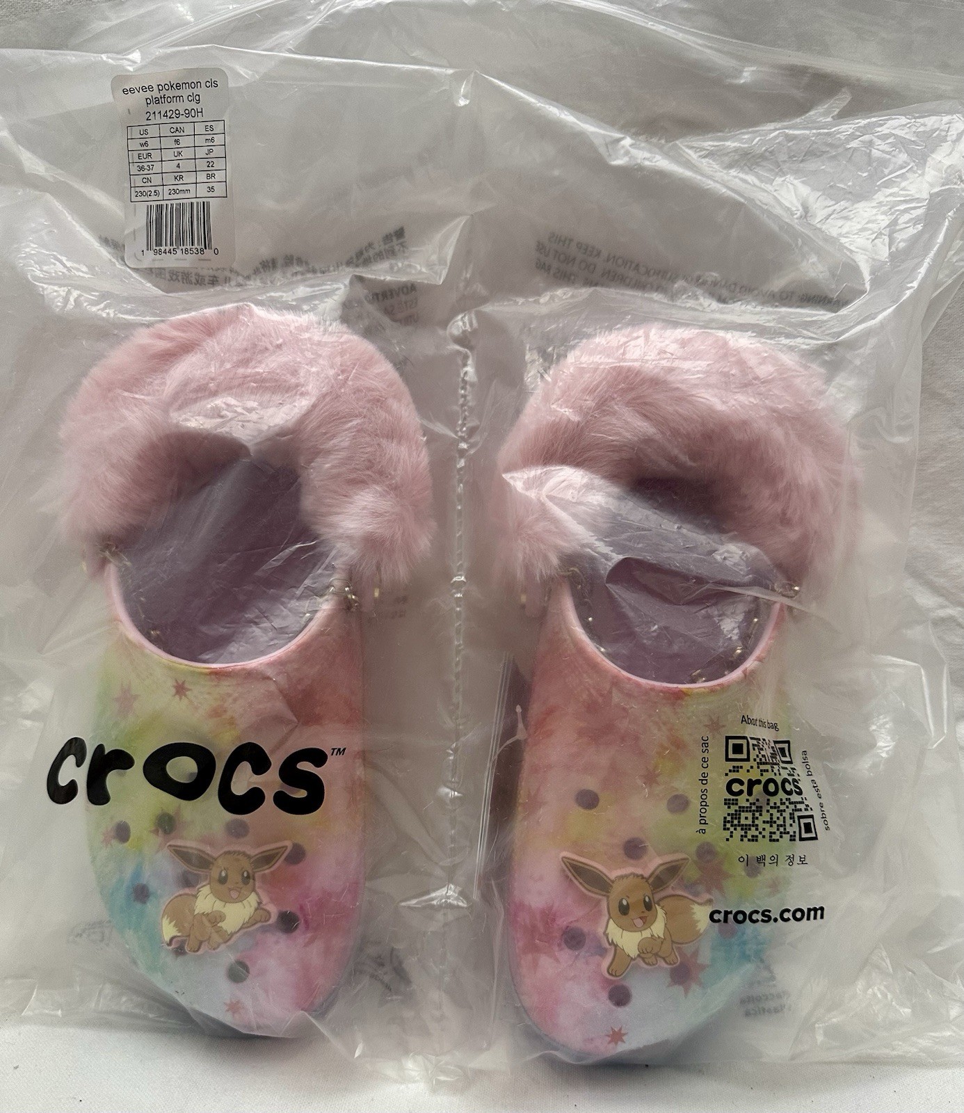 Pokémon x Crocs Classic Platform Clog EEVEE Prismatic Evolutions SZ W6
