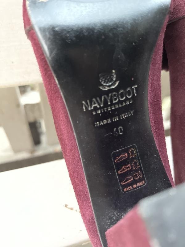 women navy boot heels burgundy leather 39.5