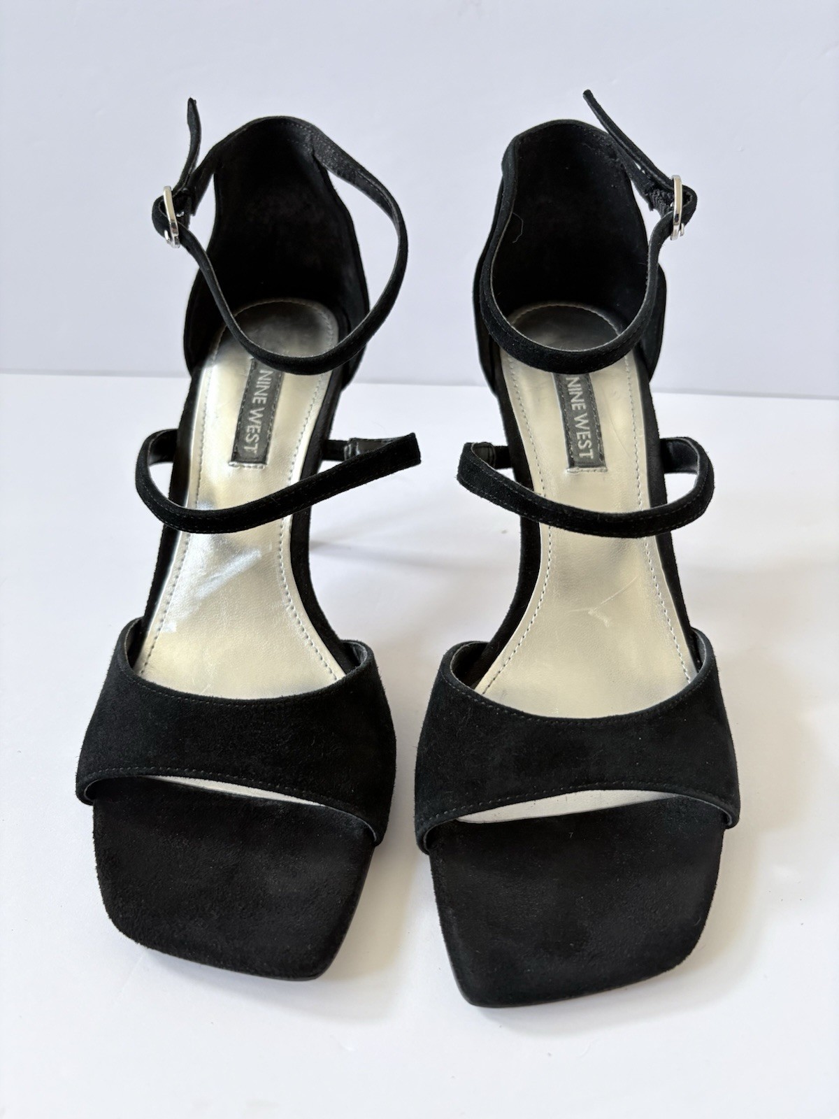 Nine West Sighs Dress Sandals Black 7 Suede Going Out Statement Career Preppy