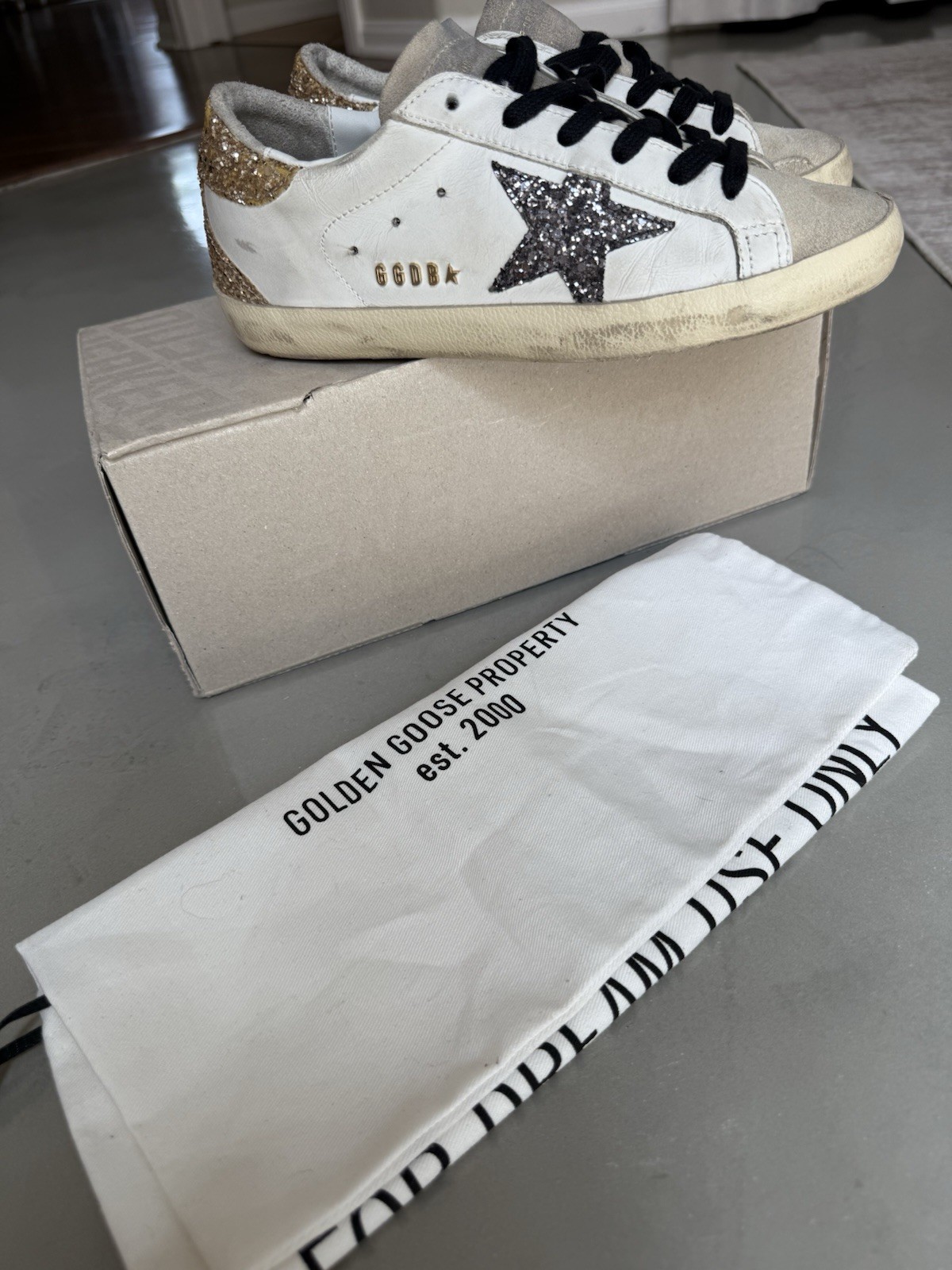 Size 6 or size 36 EU -Golden Goose Superstar White Gold Glitter GWF00102-F005358