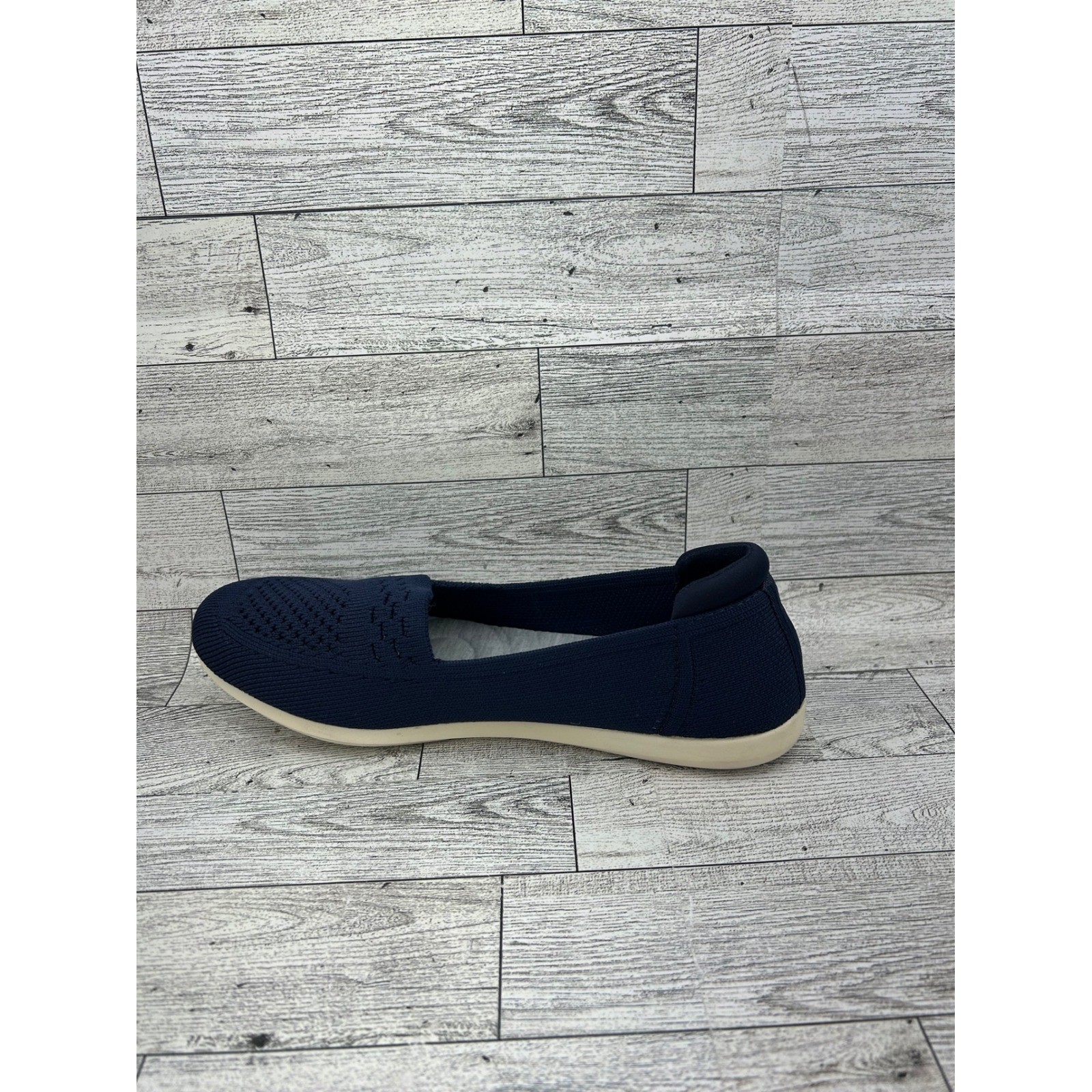 Clarks Cloudsteppers Carly Star Navy Blue Knit Slip On Loafer Flats Women US 6