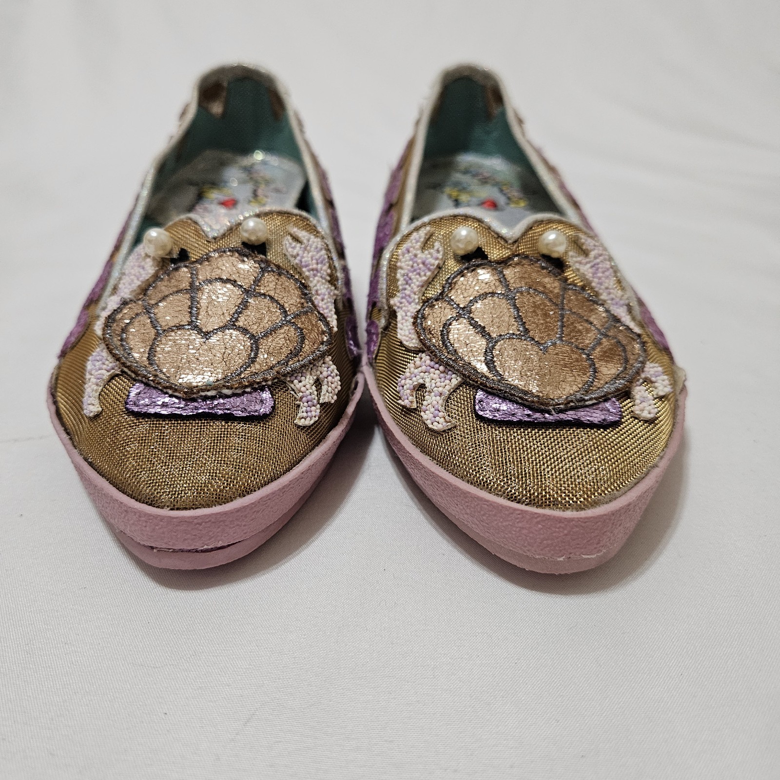 Irregular Choice Sparkly Glitter Nautical Seashell Pearl Ballet Flats Size 37 EU