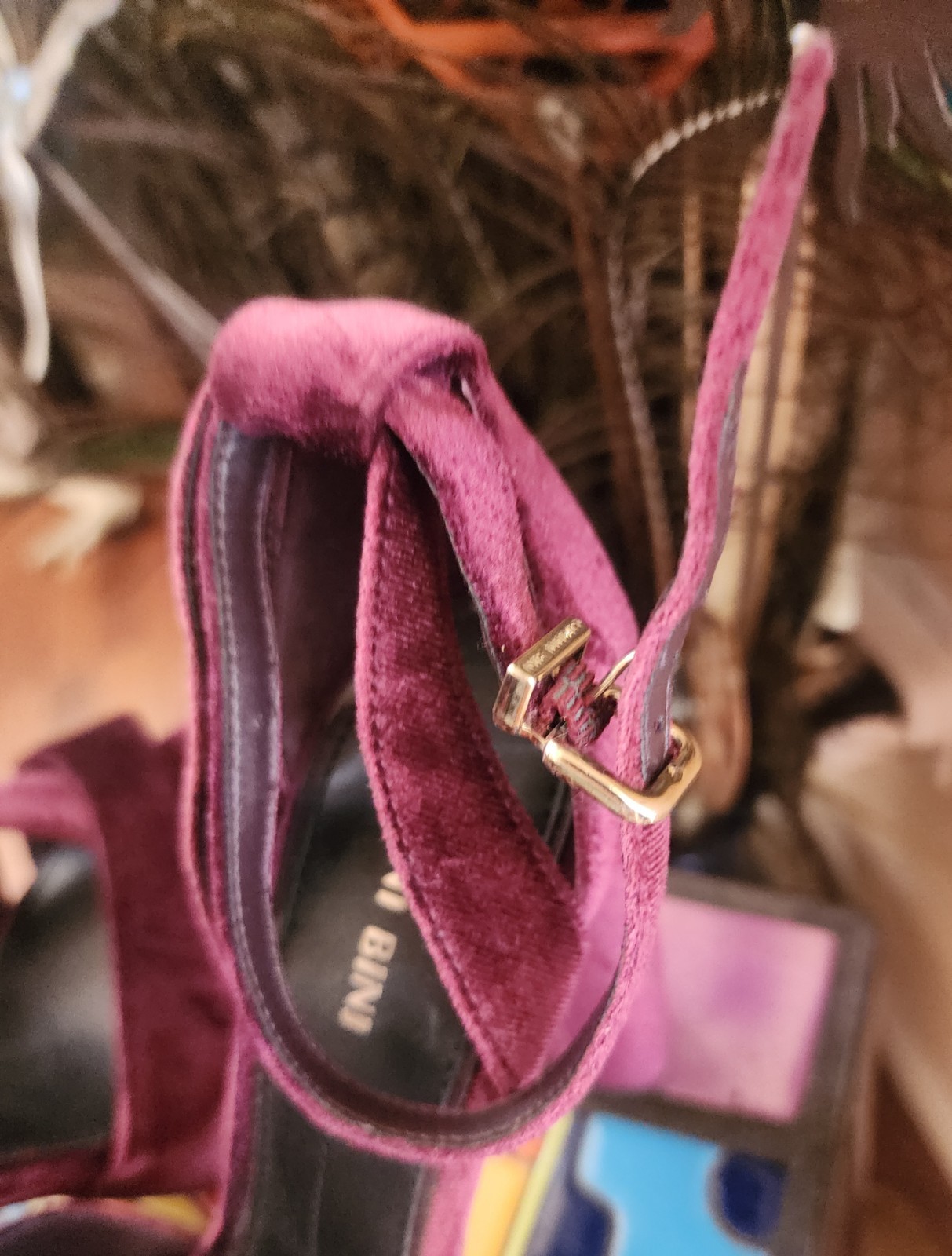 Gianni Bini Velvet Plum Purple Ultra Block Heel Open Toe Sandal Shoe New 9.5
