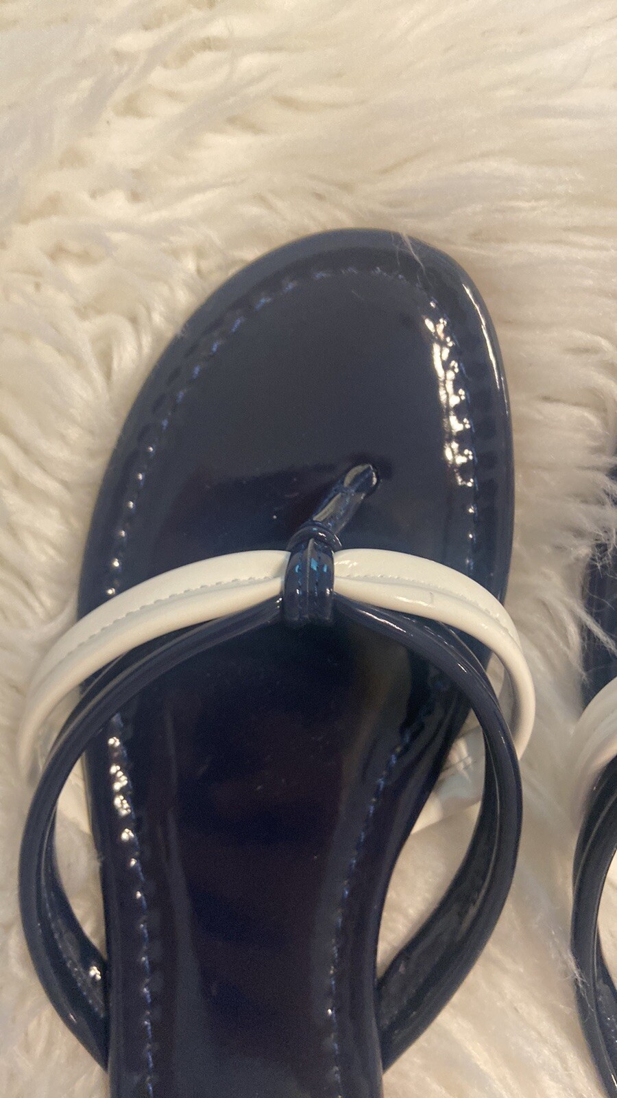 J. McLaughlin Blue and White SandalsClassic Thong Style size not available