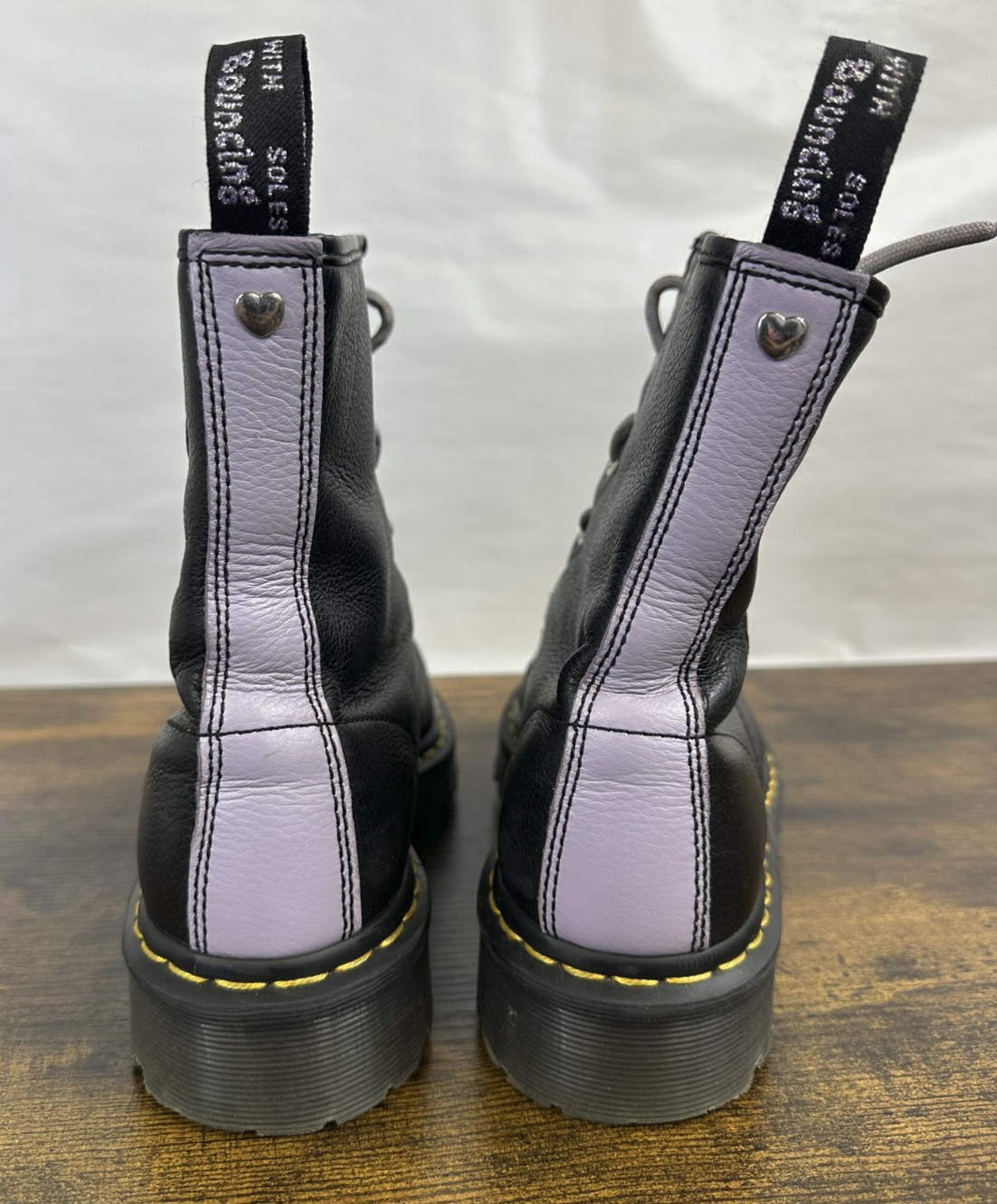 Dr Martens 1460 Zip Heart Black Purple Lace up Combat Boots Goth Punk Grunge 10