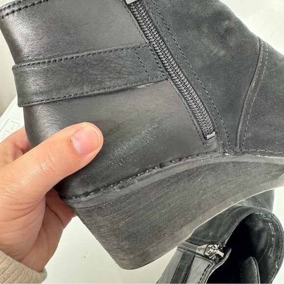 Dansko Black Leather Wedge Heel Ankle Booties Size 42