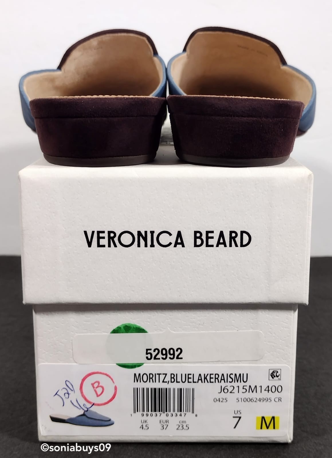 Veronica Beard Women’s Moritz Mule, J6215M1400, Blue Lake Raisin, Size 7M
