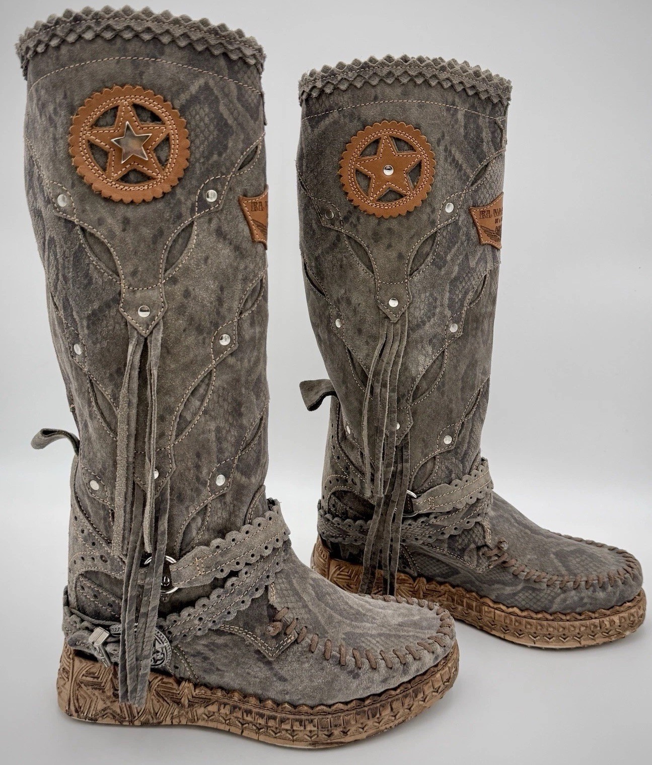 El Vaquero Mirea | Reptile Vine | Sz 39 – Women’s Wedge Moccasin Boots NEW