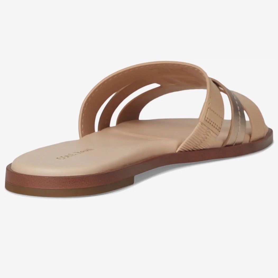 Cole Haan Flynn Porcelain Rose Gold Leather Slotted Slide Sandals New!