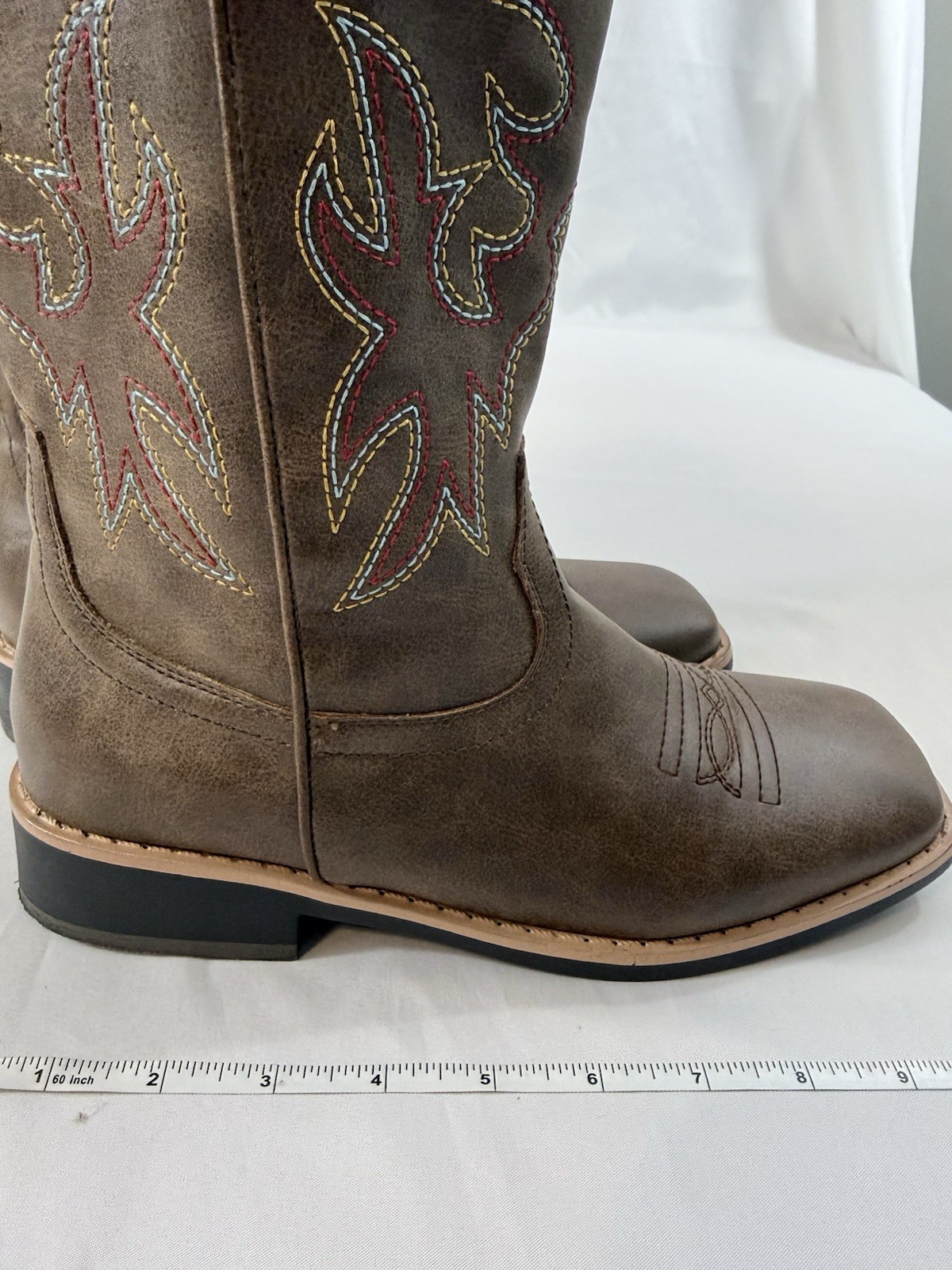 SheSole Women’s 9 Brown Western Cowgirl Boots Square Toe Embroidered